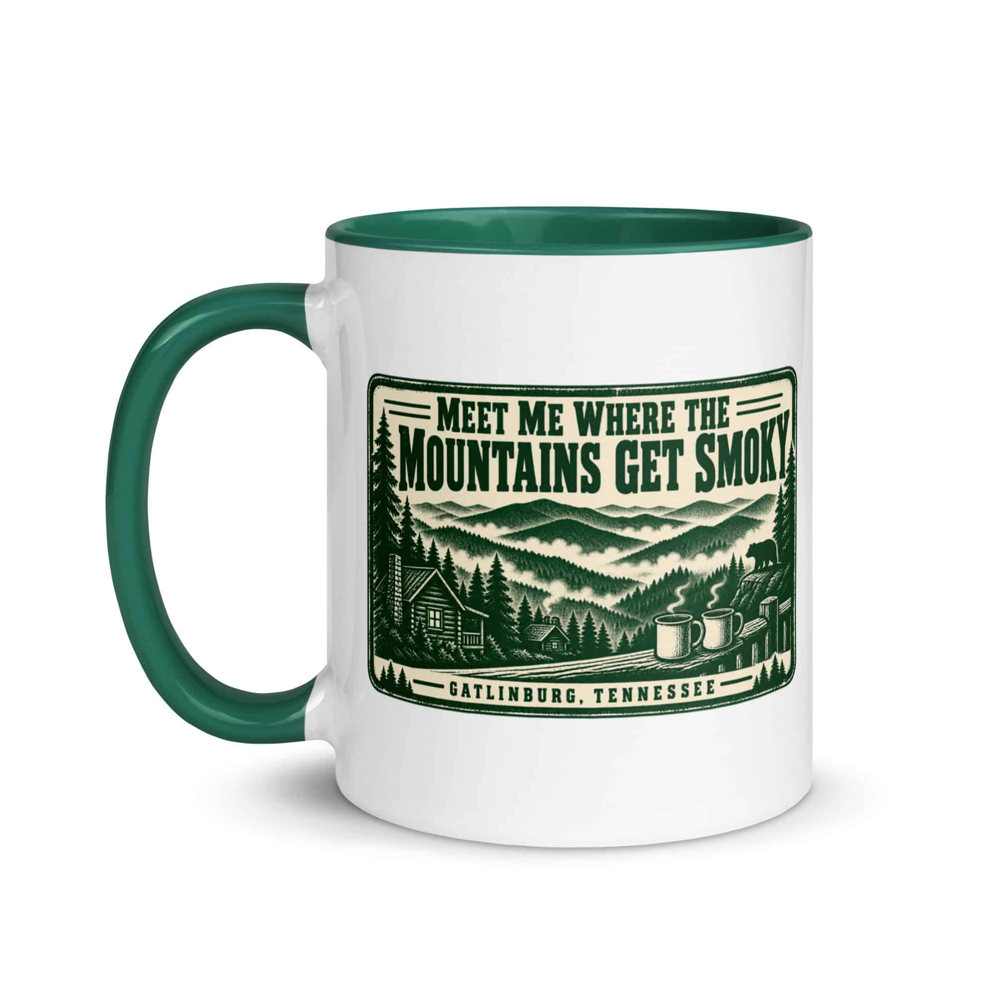 Gatlinburg and the Smokies Color Inside Coffee Mug: Meet Me Where the Mountains Get Smoky, Forest Ink Stamp