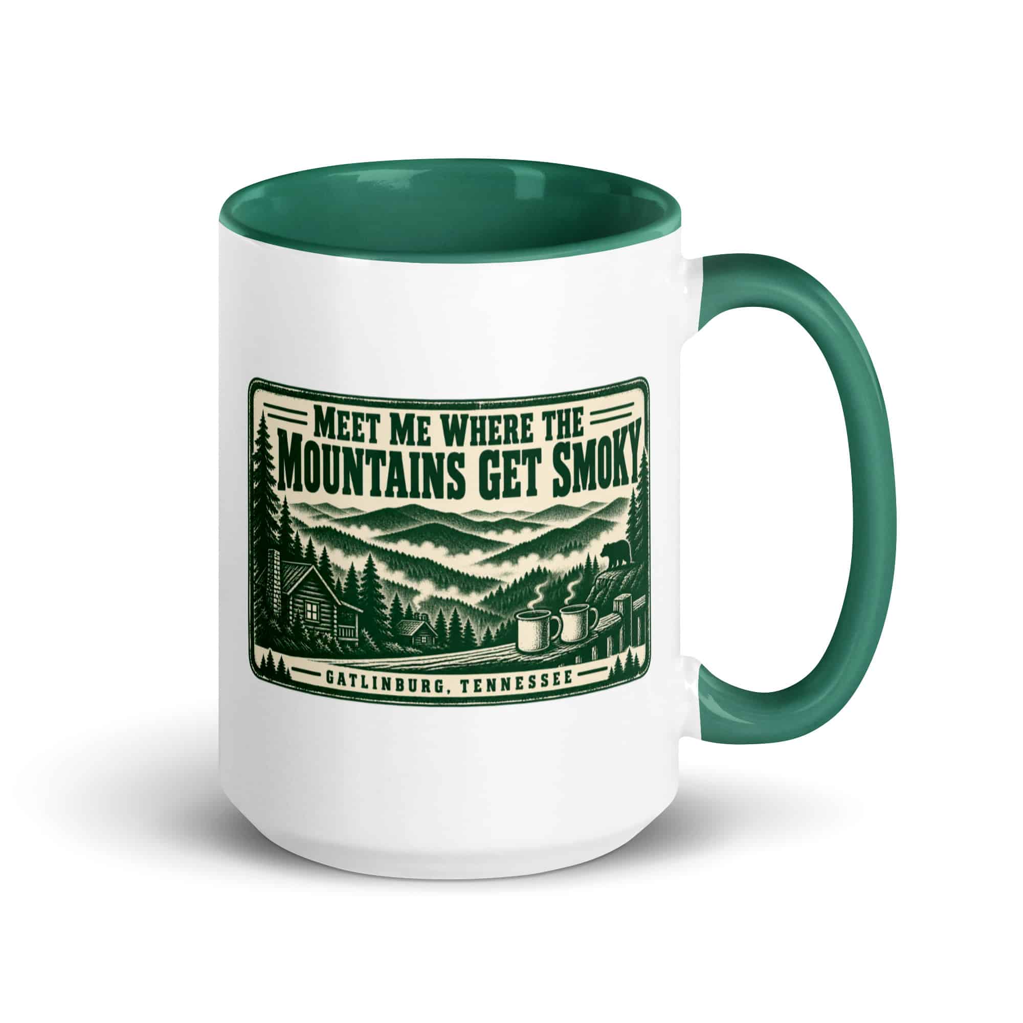 Gatlinburg and the Smokies Color Inside Coffee Mug: Meet Me Where the Mountains Get Smoky, Forest Ink Stamp