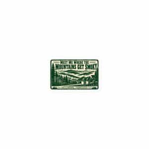 Gatlinburg and the Smokies Die-Cut Magnet: Meet Me Where the Mountains Get Smoky, Forest Ink Stamp - 3″×3″ - Main