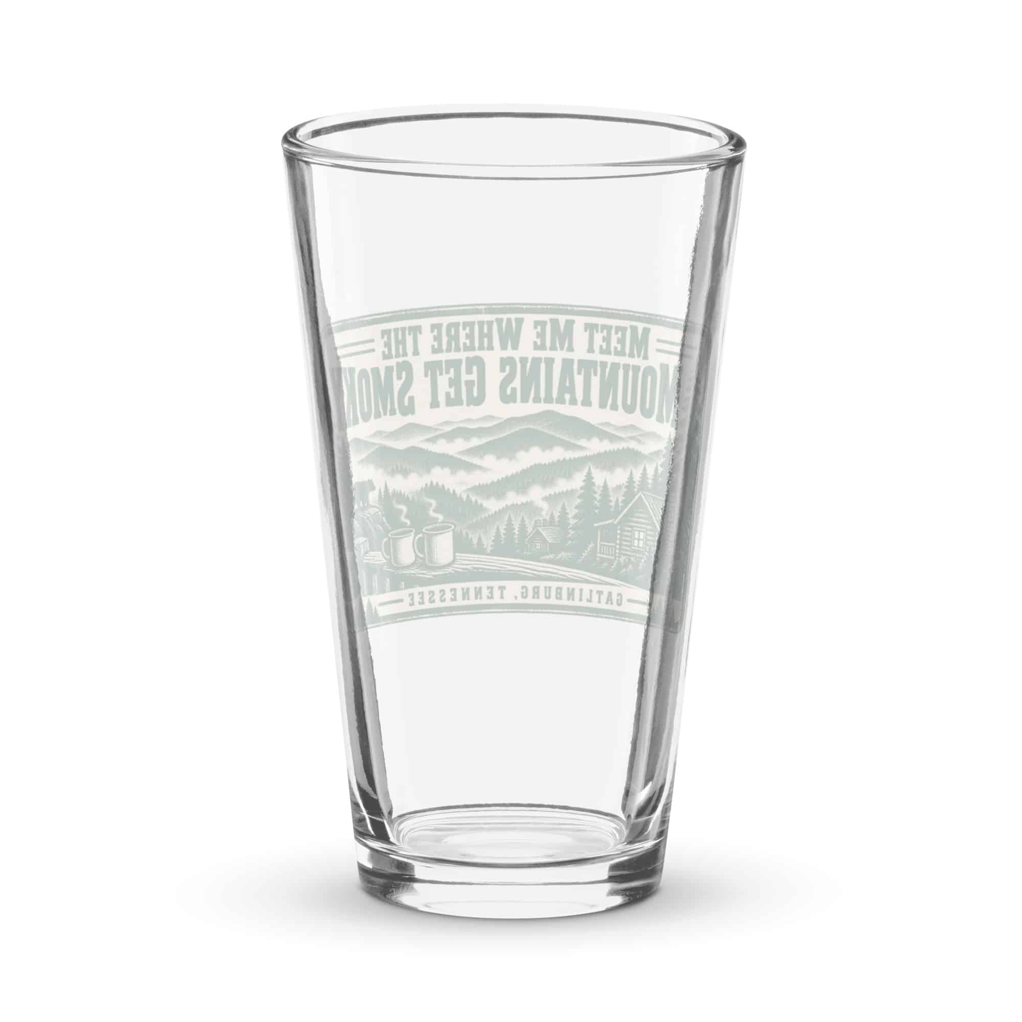 Gatlinburg and the Smokies Pint Glass: Meet Me Where the Mountains Get Smoky, Forest Ink Stamp