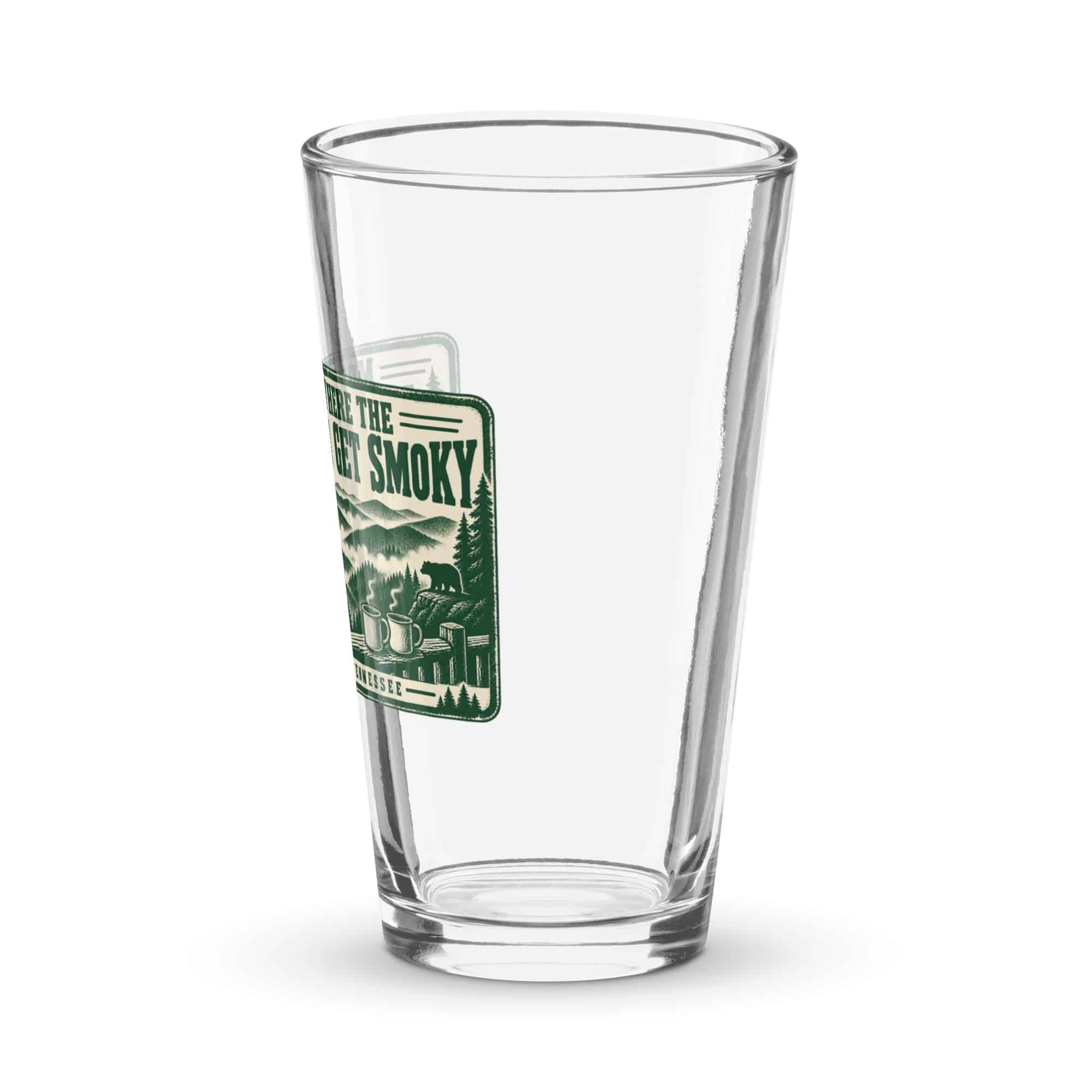 Gatlinburg and the Smokies Pint Glass: Meet Me Where the Mountains Get Smoky, Forest Ink Stamp