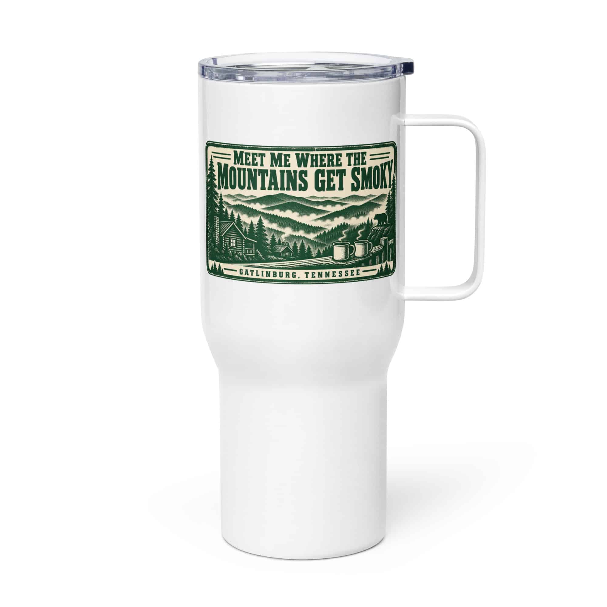 Gatlinburg and the Smokies Travel Mug: Meet Me Where the Mountains Get Smoky, Forest Ink Stamp
