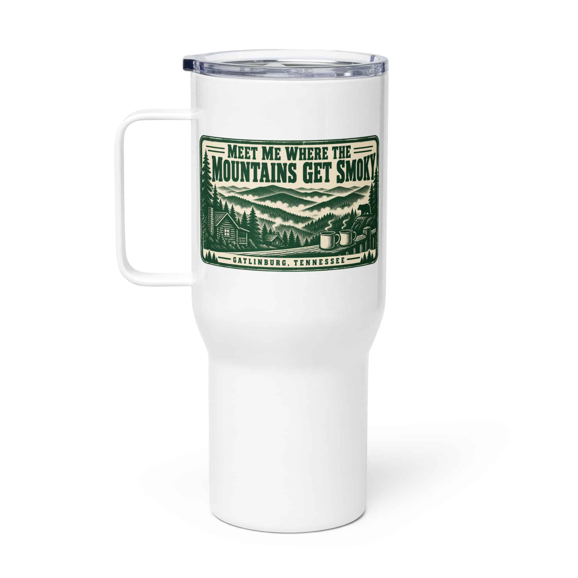 Gatlinburg and the Smokies Travel Mug: Meet Me Where the Mountains Get Smoky, Forest Ink Stamp