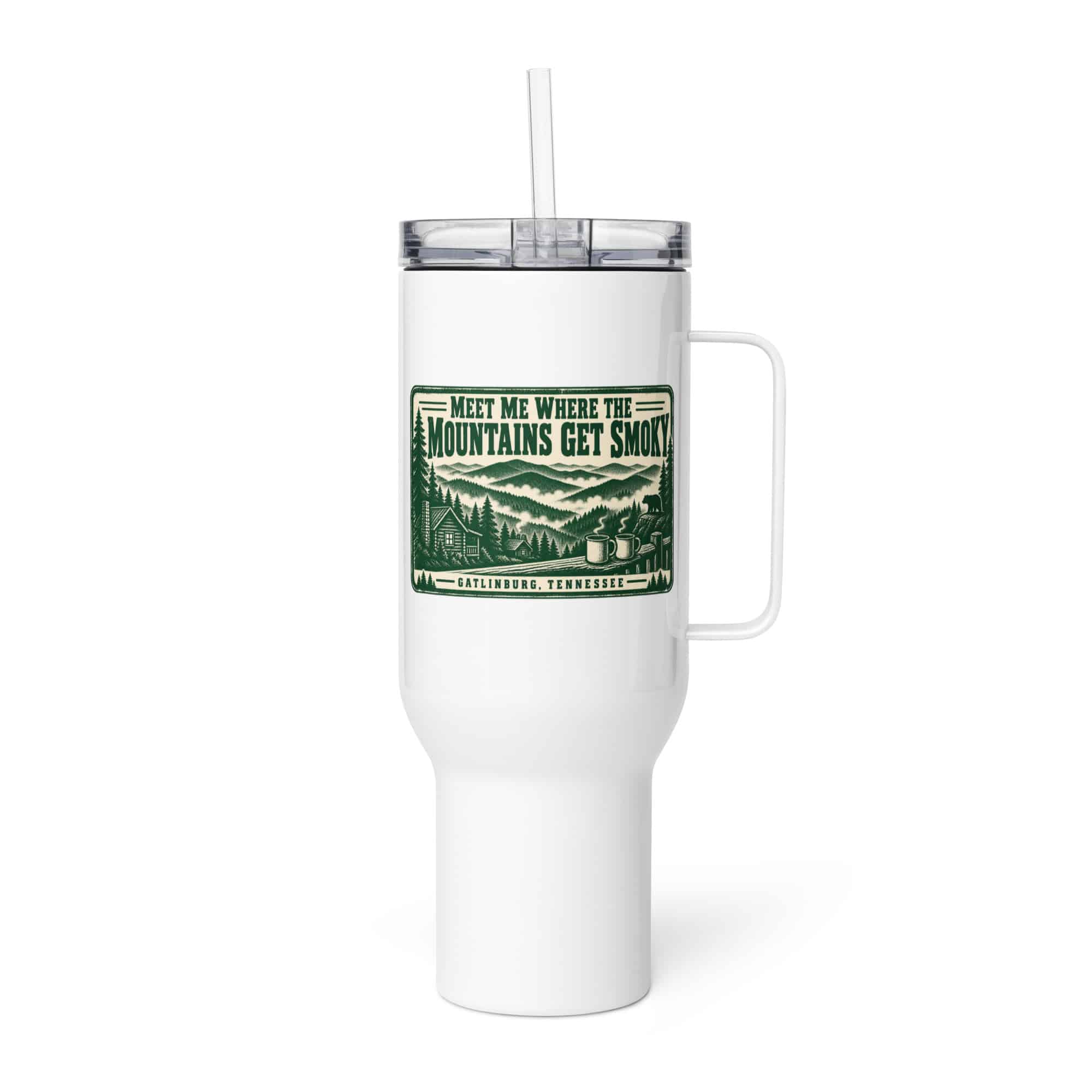 Gatlinburg and the Smokies Travel Mug: Meet Me Where the Mountains Get Smoky, Forest Ink Stamp