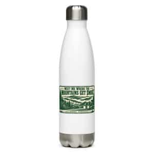 Gatlinburg and the Smokies Stainless Steel Water Bottle: Meet Me Where the Mountains Get Smoky, Forest Ink Stamp - 17 oz - Main