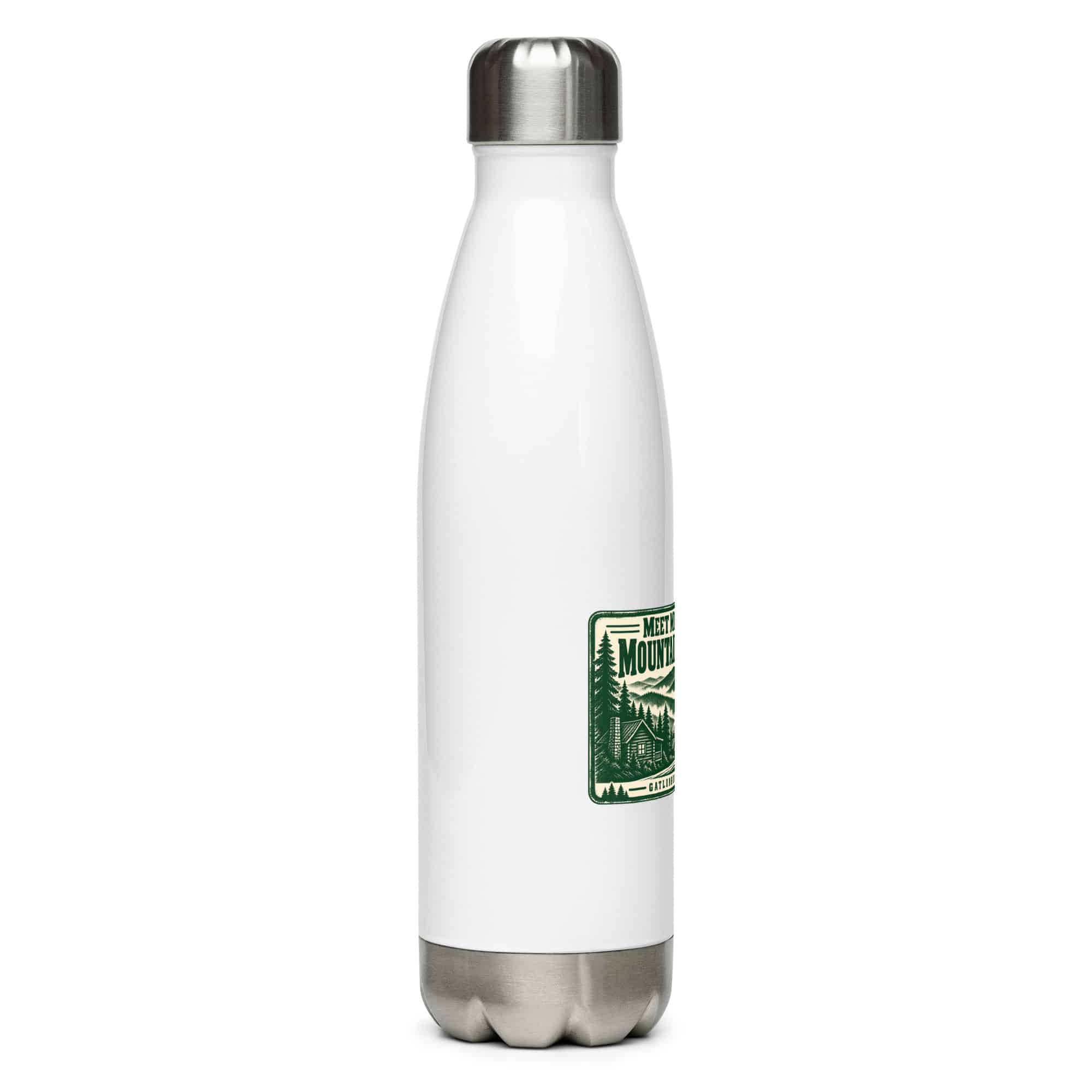 Gatlinburg and the Smokies Stainless Steel Water Bottle: Meet Me Where the Mountains Get Smoky, Forest Ink Stamp