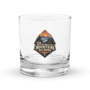 Gatlinburg and the Smokies Rocks Glass: Meet Me Where the Mountains Get Smoky, Scenic Shield Badge - 10.5 oz - Main