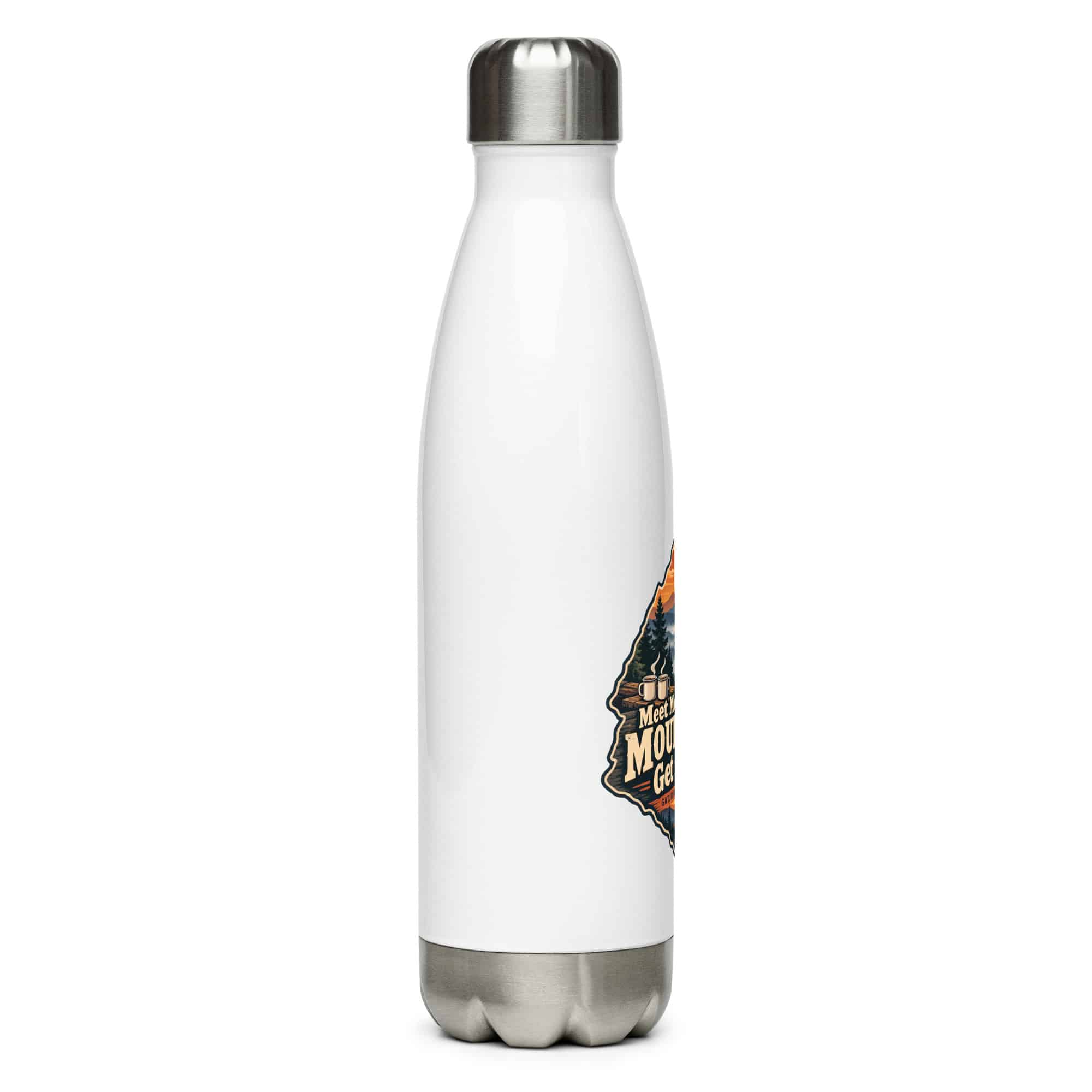 Gatlinburg and the Smokies Stainless Steel Water Bottle: Meet Me Where the Mountains Get Smoky, Scenic Shield Badge