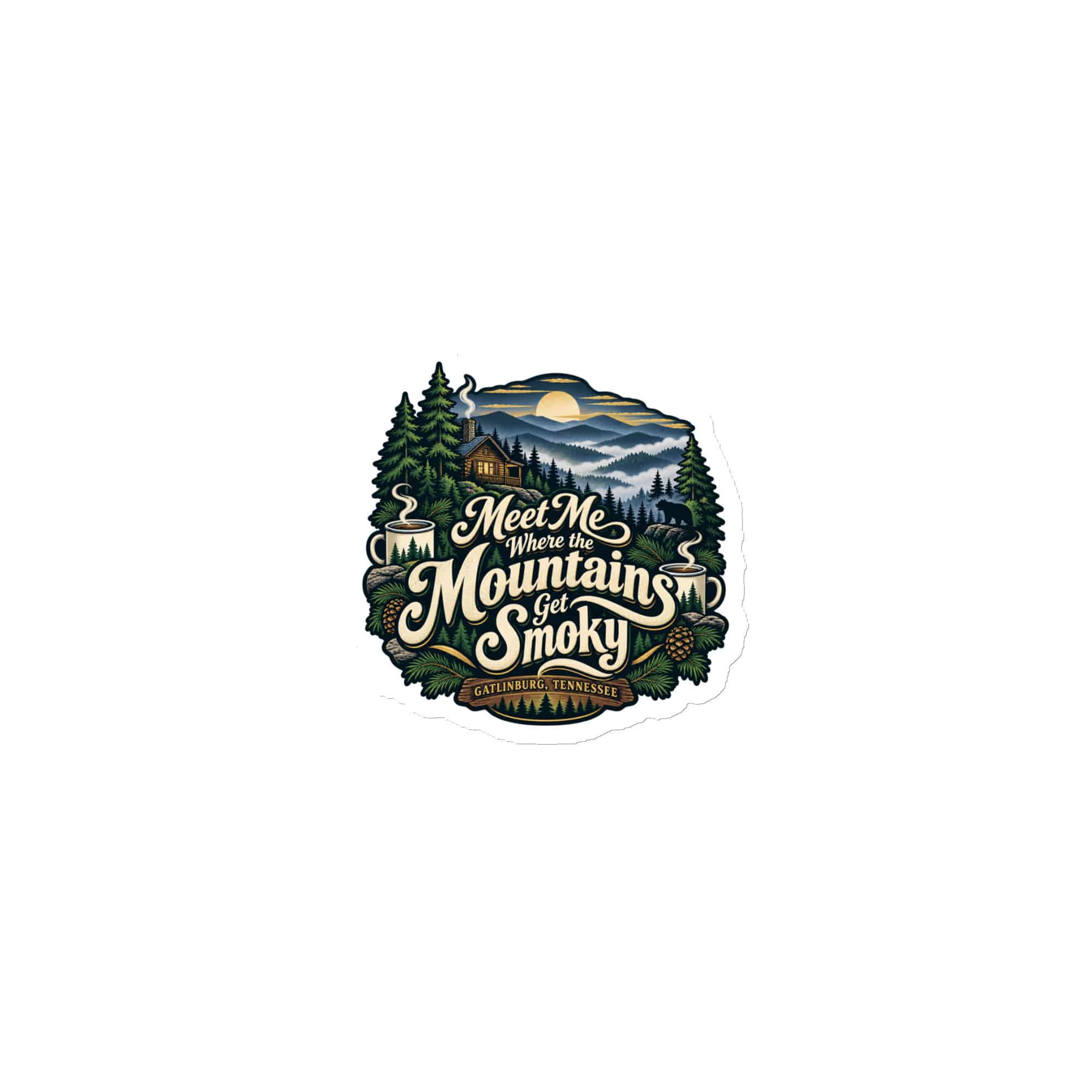 Gatlinburg and the Smokies Die-Cut Magnet: Meet Me Where the Mountains Get Smoky, Woodland Scenic Lettering