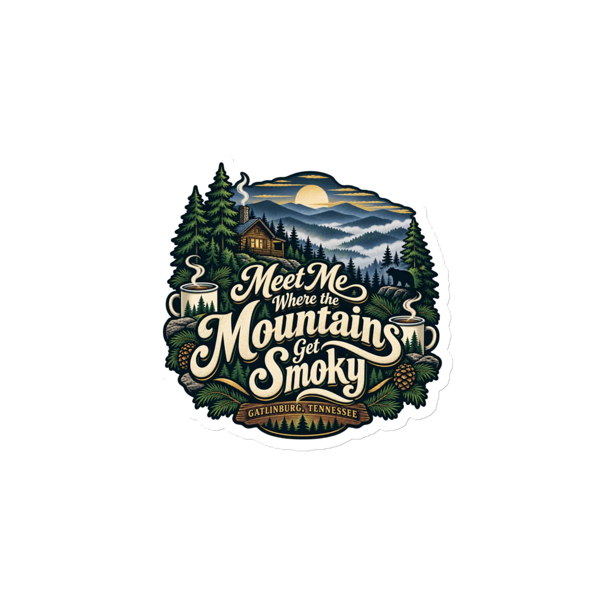 Gatlinburg and the Smokies Die-Cut Magnet: Meet Me Where the Mountains Get Smoky, Woodland Scenic Lettering