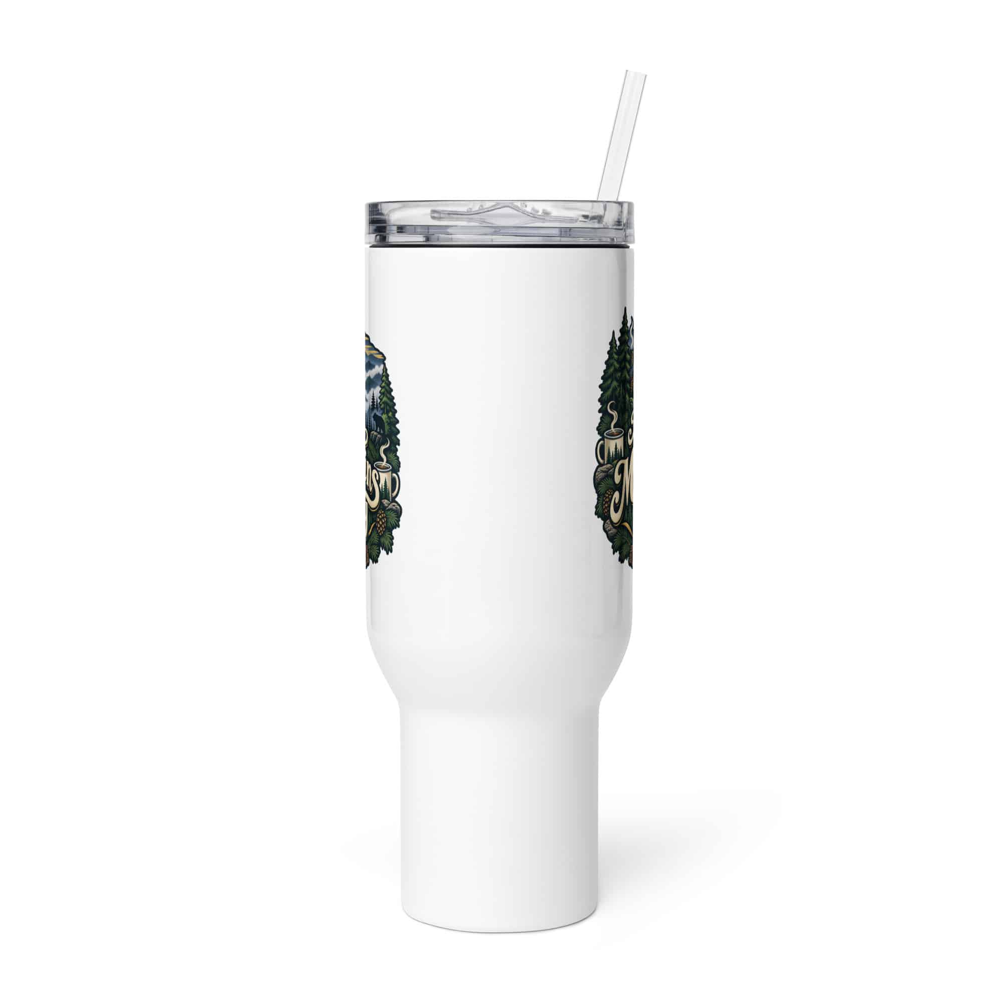 Gatlinburg and the Smokies Travel Mug: Meet Me Where the Mountains Get Smoky, Woodland Scenic Lettering