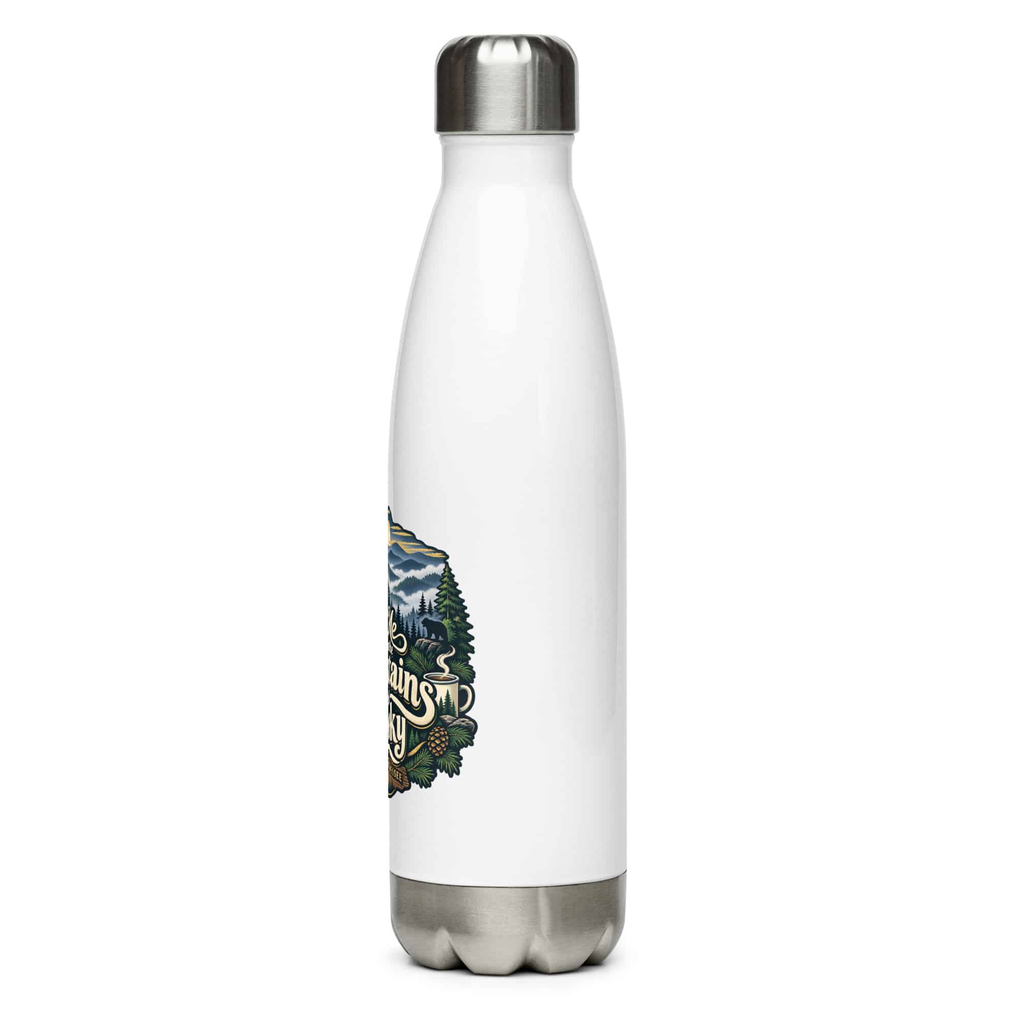 Gatlinburg and the Smokies Stainless Steel Water Bottle: Meet Me Where the Mountains Get Smoky, Woodland Scenic Lettering