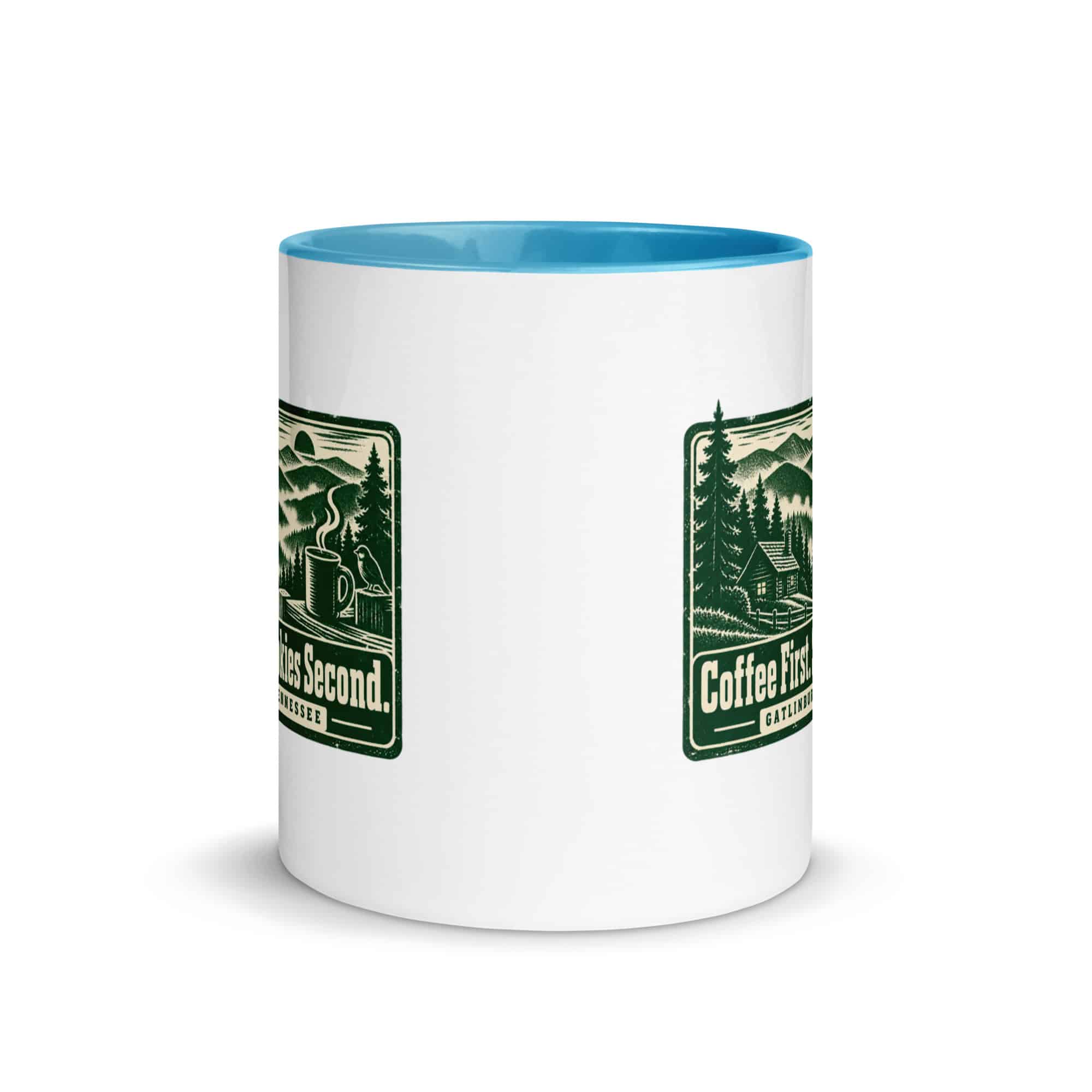 Gatlinburg and the Smokies Color Inside Coffee Mug: Coffee First. Smokies Second, Forest Ink Stamp