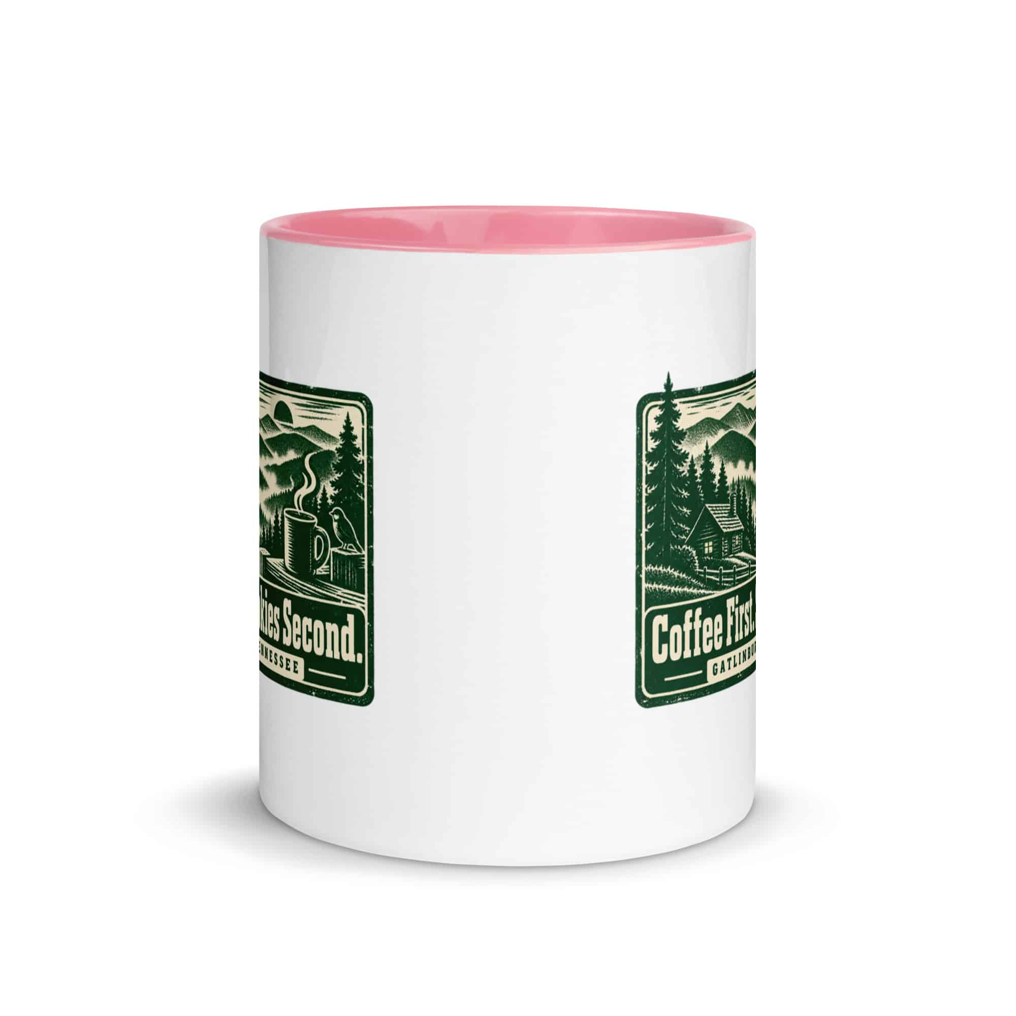 Gatlinburg and the Smokies Color Inside Coffee Mug: Coffee First. Smokies Second, Forest Ink Stamp