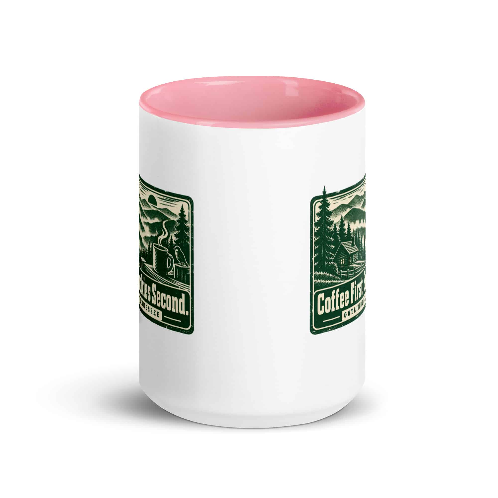 Gatlinburg and the Smokies Color Inside Coffee Mug: Coffee First. Smokies Second, Forest Ink Stamp