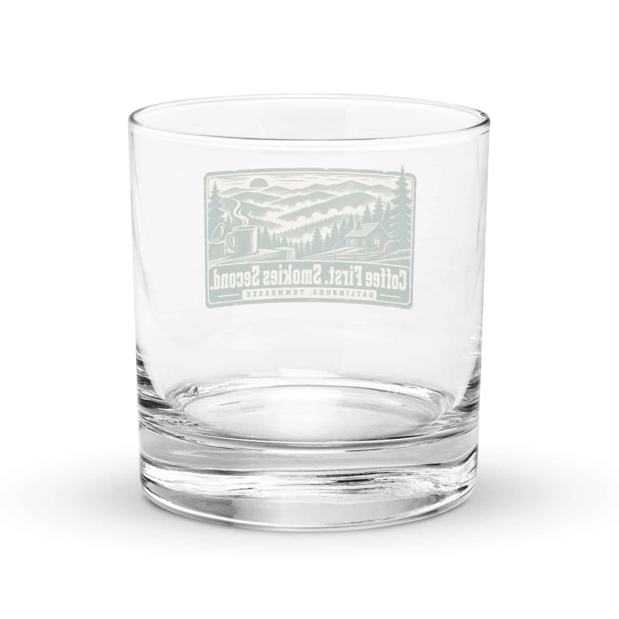 Gatlinburg and the Smokies Rocks Glass: Coffee First. Smokies Second, Forest Ink Stamp