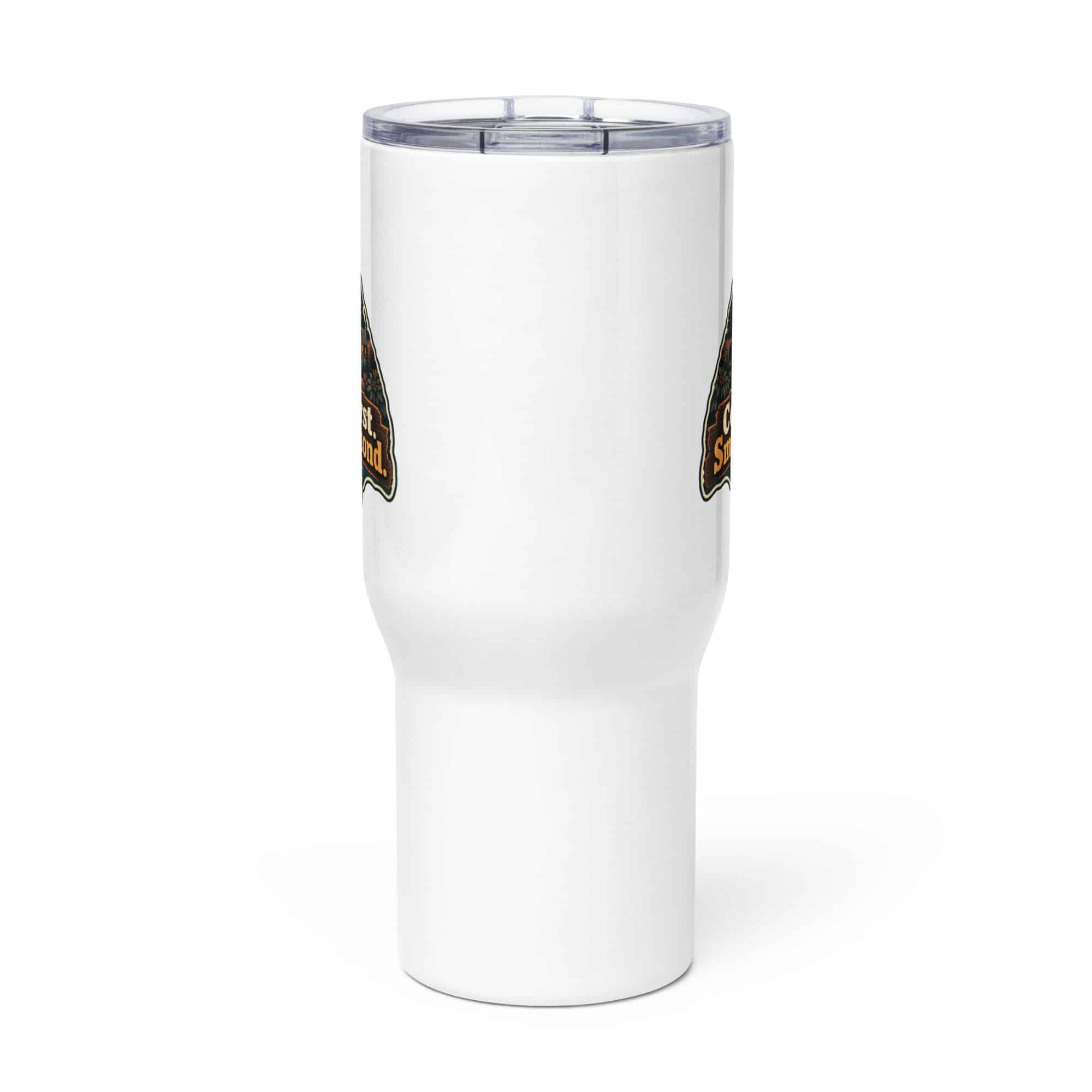 Gatlinburg and the Smokies Travel Mug: Coffee First. Smokies Second, Scenic Shield Badge