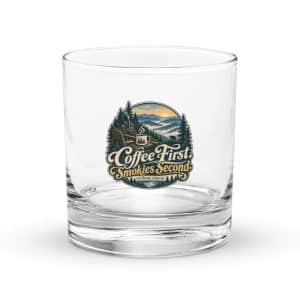 Gatlinburg and the Smokies Rocks Glass: Coffee First. Smokies Second, Woodland Scenic Lettering - 10.5 oz - Main