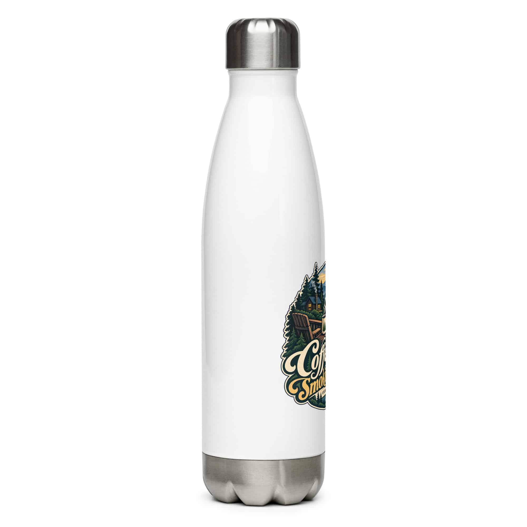 Gatlinburg and the Smokies Stainless Steel Water Bottle: Coffee First. Smokies Second, Woodland Scenic Lettering