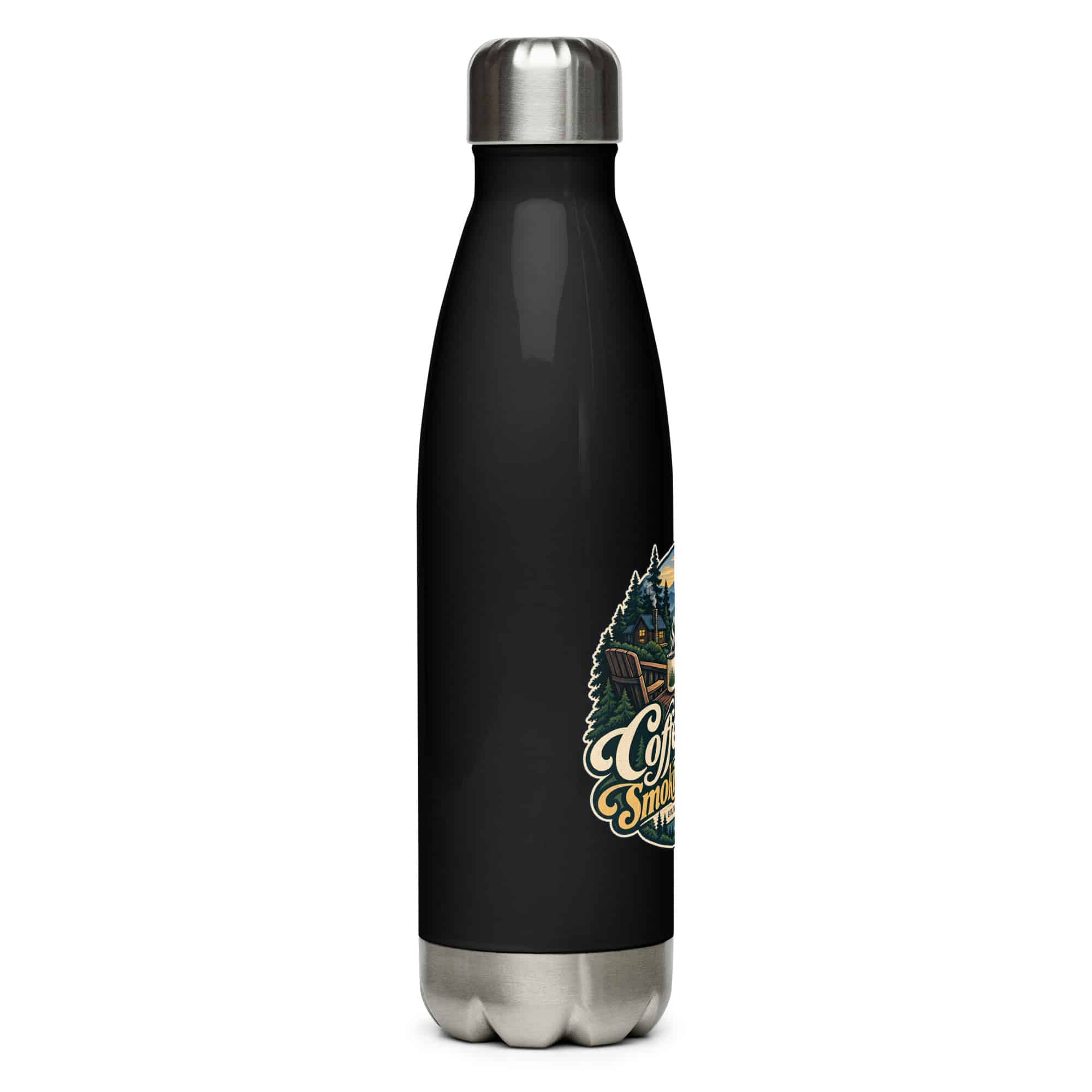 Gatlinburg and the Smokies Stainless Steel Water Bottle: Coffee First. Smokies Second, Woodland Scenic Lettering