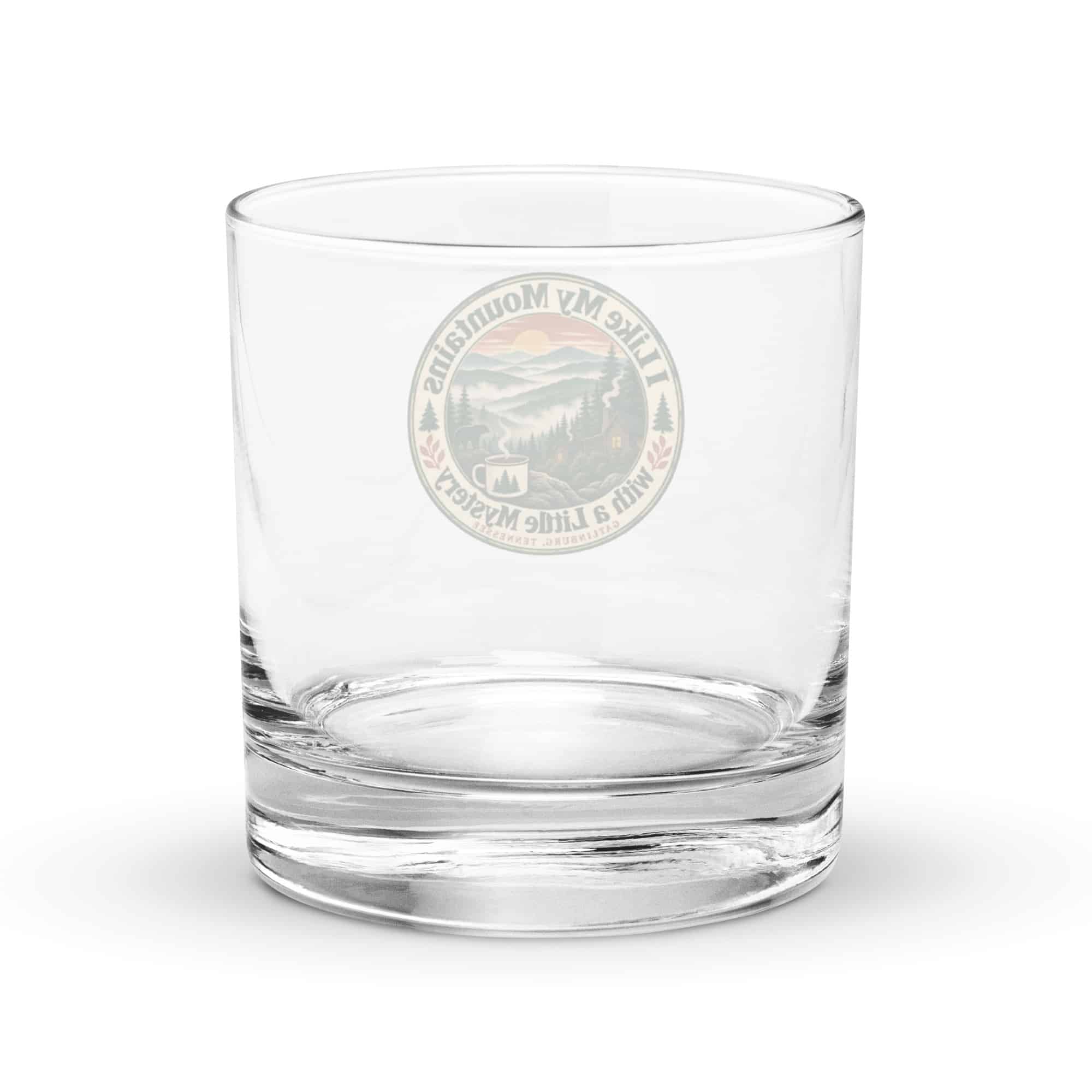 Gatlinburg and the Smokies Rocks Glass: I Like My Mountains with a Little Mystery, Vintage Round Badge