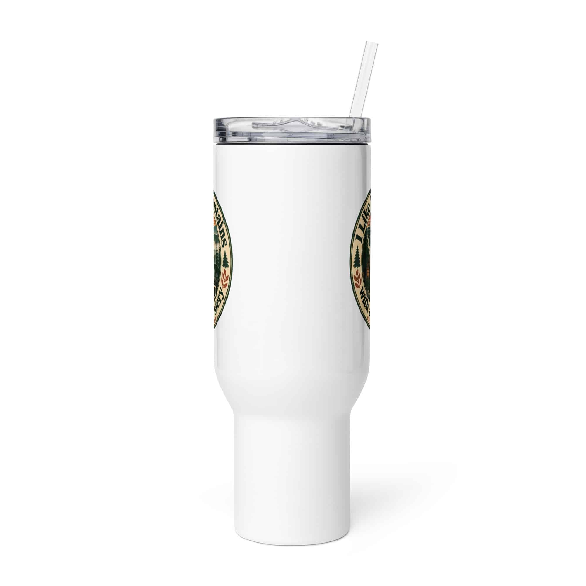 Gatlinburg and the Smokies Travel Mug: I Like My Mountains with a Little Mystery, Vintage Round Badge