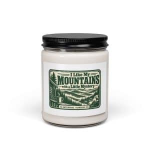 Gatlinburg and the Smokies Soy Wax Candle: I Like My Mountains with a Little Mystery, Forest Ink Stamp - 9oz - Main