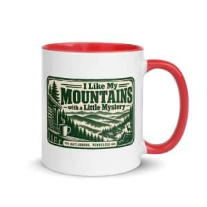 Gatlinburg and the Smokies Color Inside Coffee Mug: I Like My Mountains with a Little Mystery, Forest Ink Stamp - 11 oz - Main