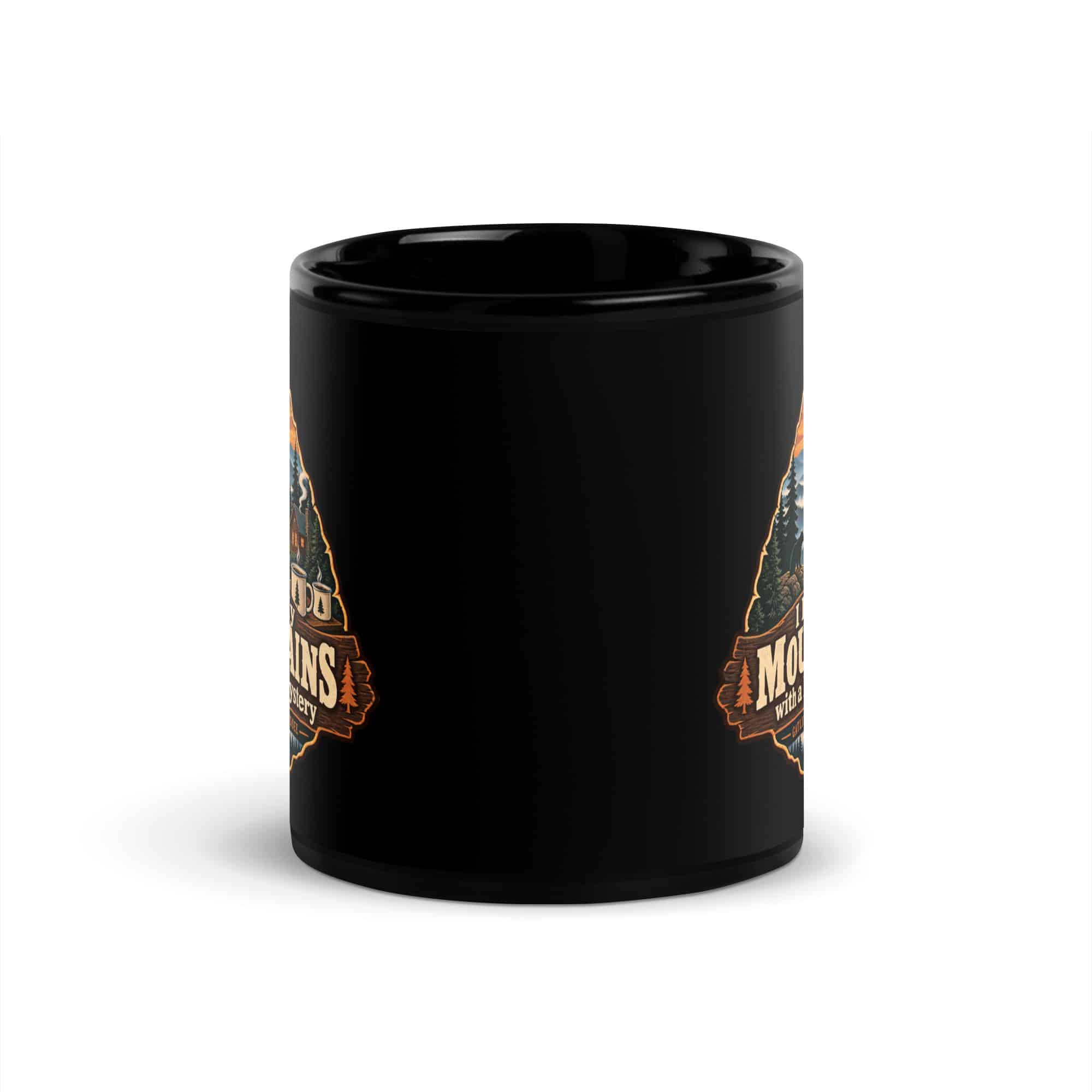 Gatlinburg and the Smokies Black Coffee Mug: I Like My Mountains with a Little Mystery, Scenic Shield Badge