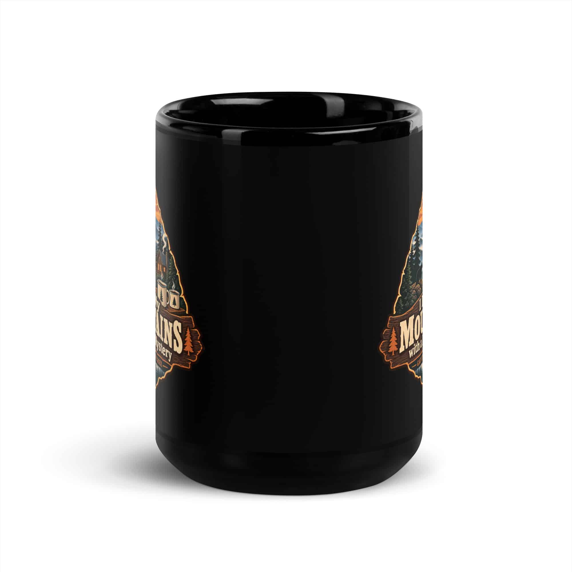 Gatlinburg and the Smokies Black Coffee Mug: I Like My Mountains with a Little Mystery, Scenic Shield Badge