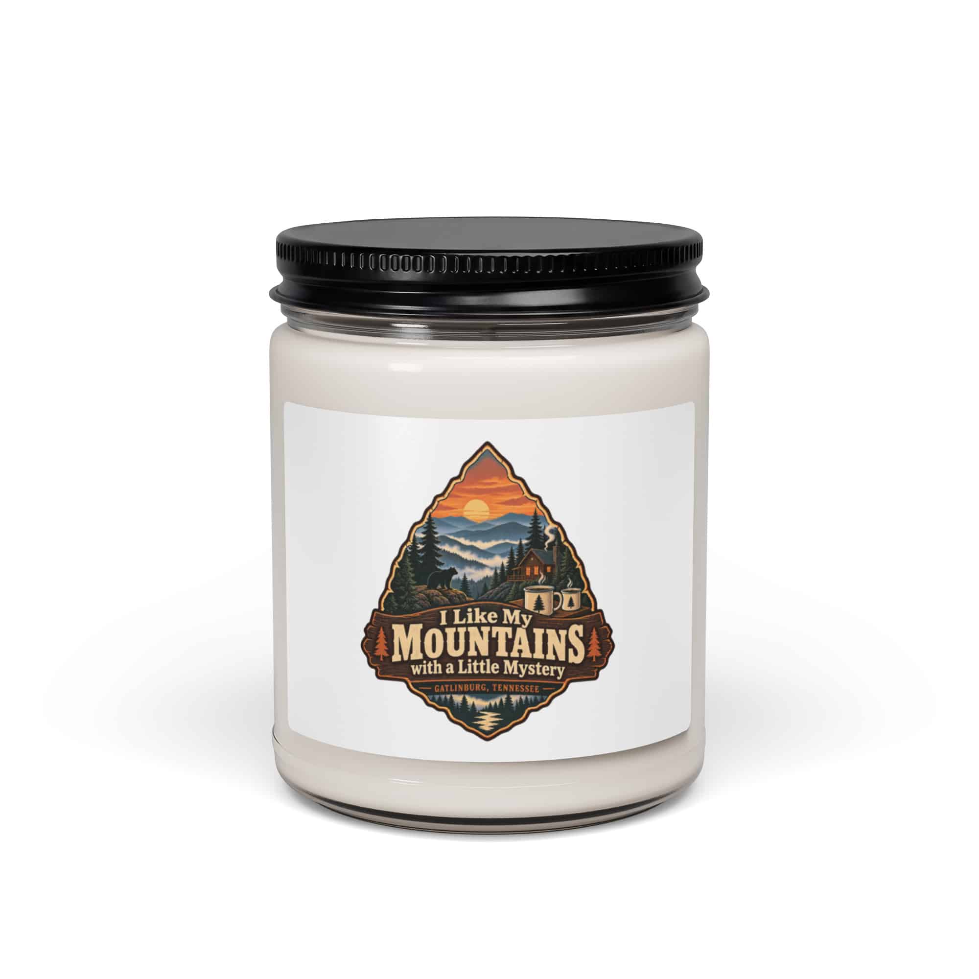 Gatlinburg and the Smokies Soy Wax Candle: I Like My Mountains with a Little Mystery, Scenic Shield Badge