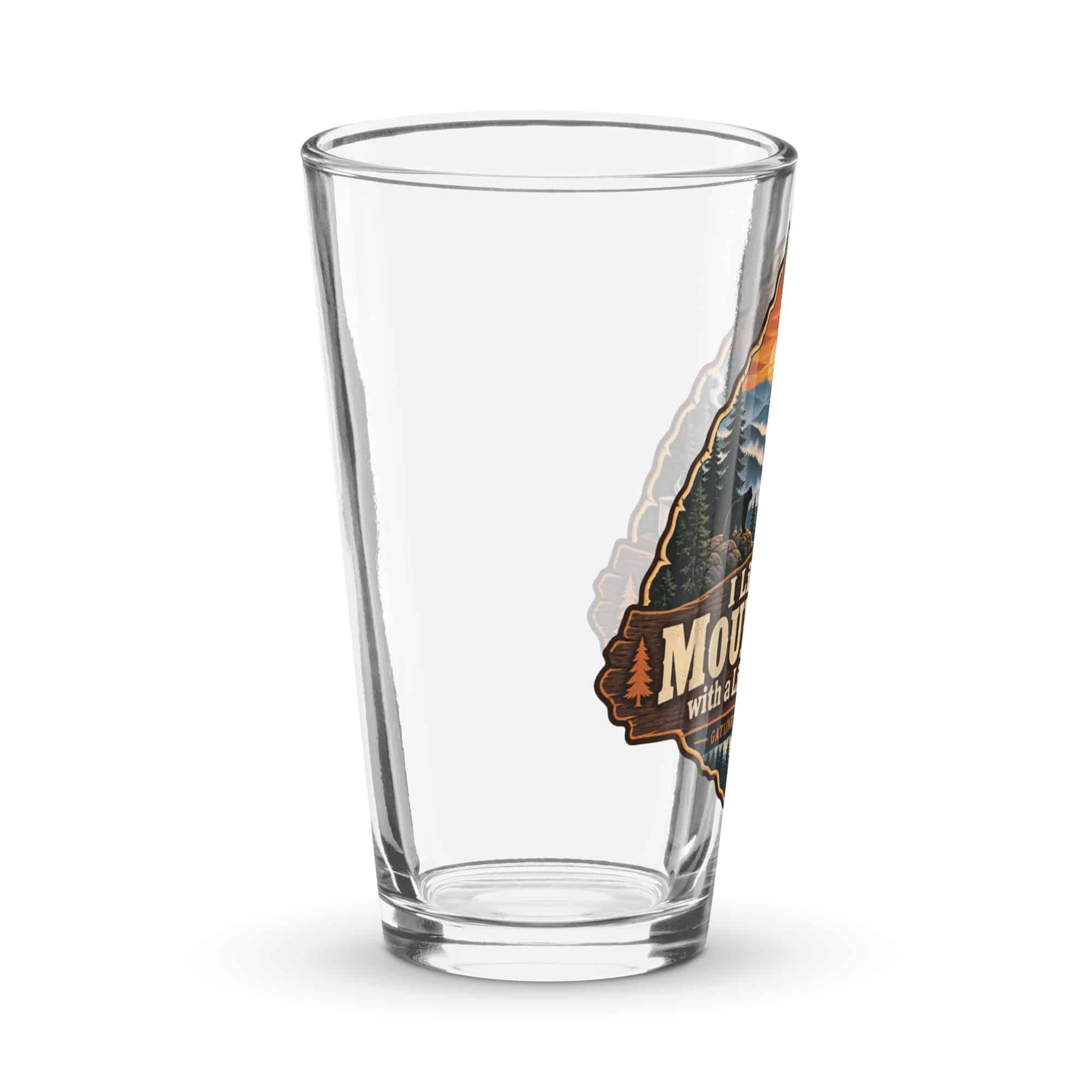 Gatlinburg and the Smokies Pint Glass: I Like My Mountains with a Little Mystery, Scenic Shield Badge
