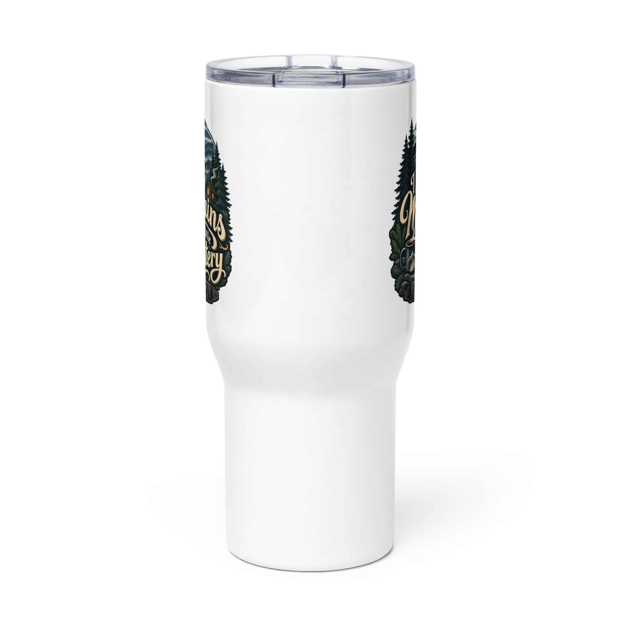 Gatlinburg and the Smokies Travel Mug: I Like My Mountains with a Little Mystery, Woodland Scenic Lettering