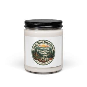 Gatlinburg and the Smokies Soy Wax Candle: Smoky Views. Sunny Mood, Vintage Round Badge - 9oz - Main