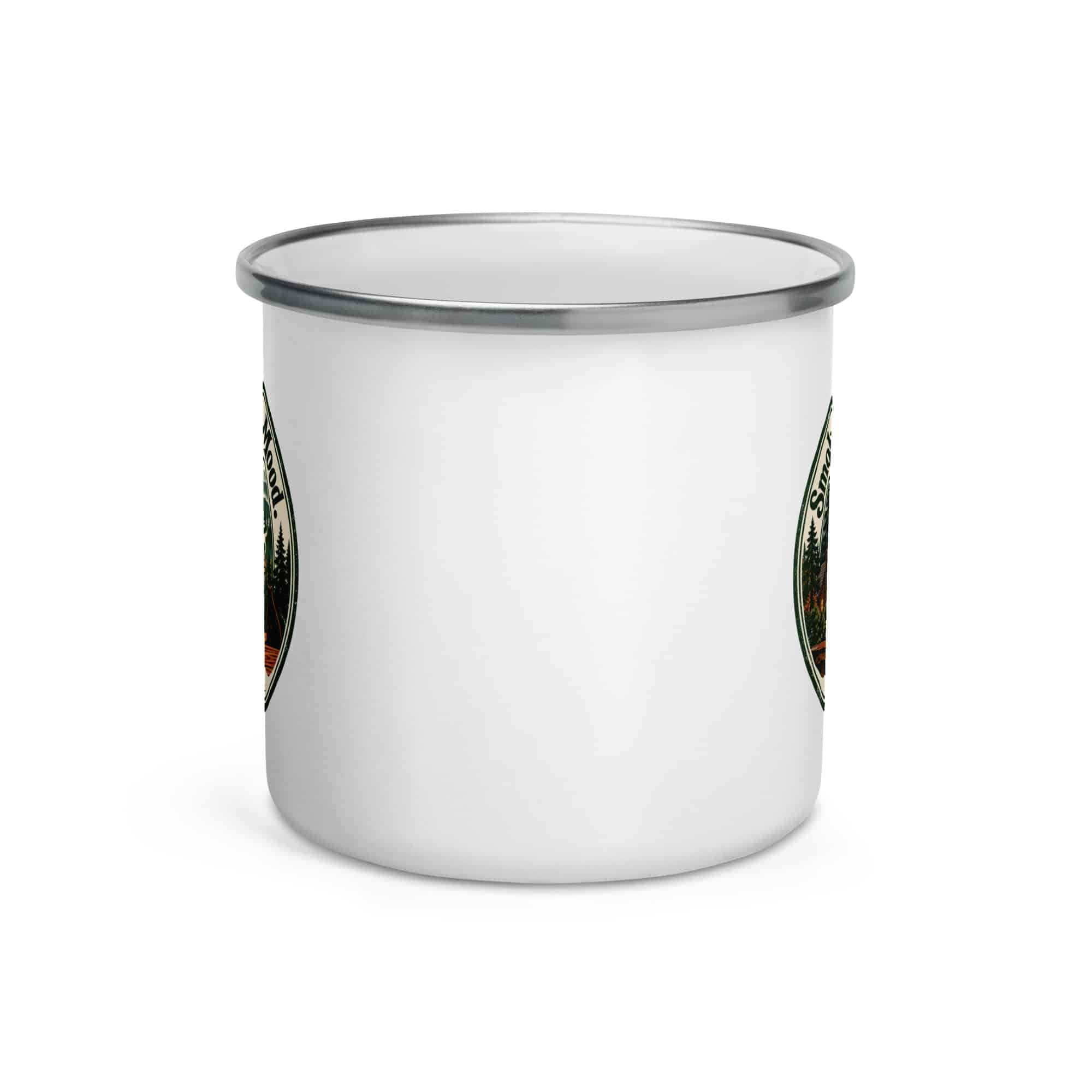Gatlinburg and the Smokies Enamel Camp Mug: Smoky Views. Sunny Mood, Vintage Round Badge