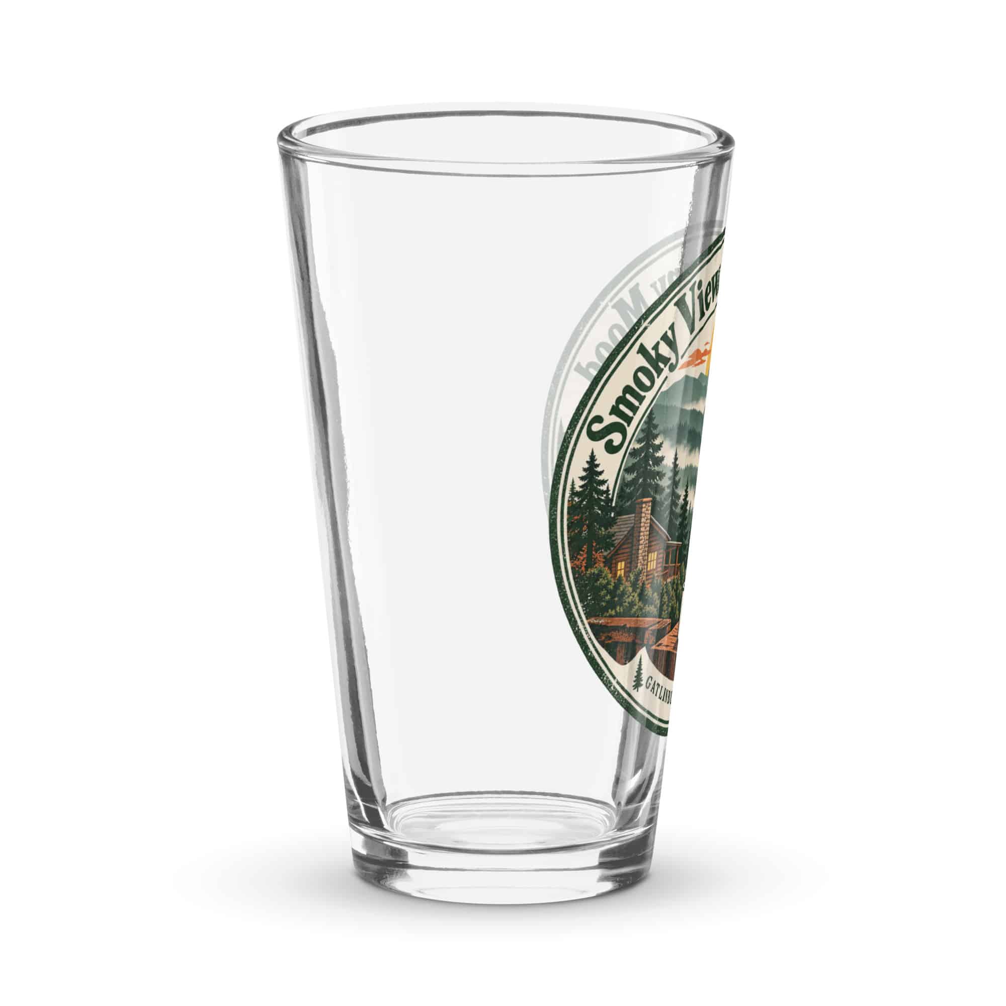 Gatlinburg and the Smokies Pint Glass: Smoky Views. Sunny Mood, Vintage Round Badge