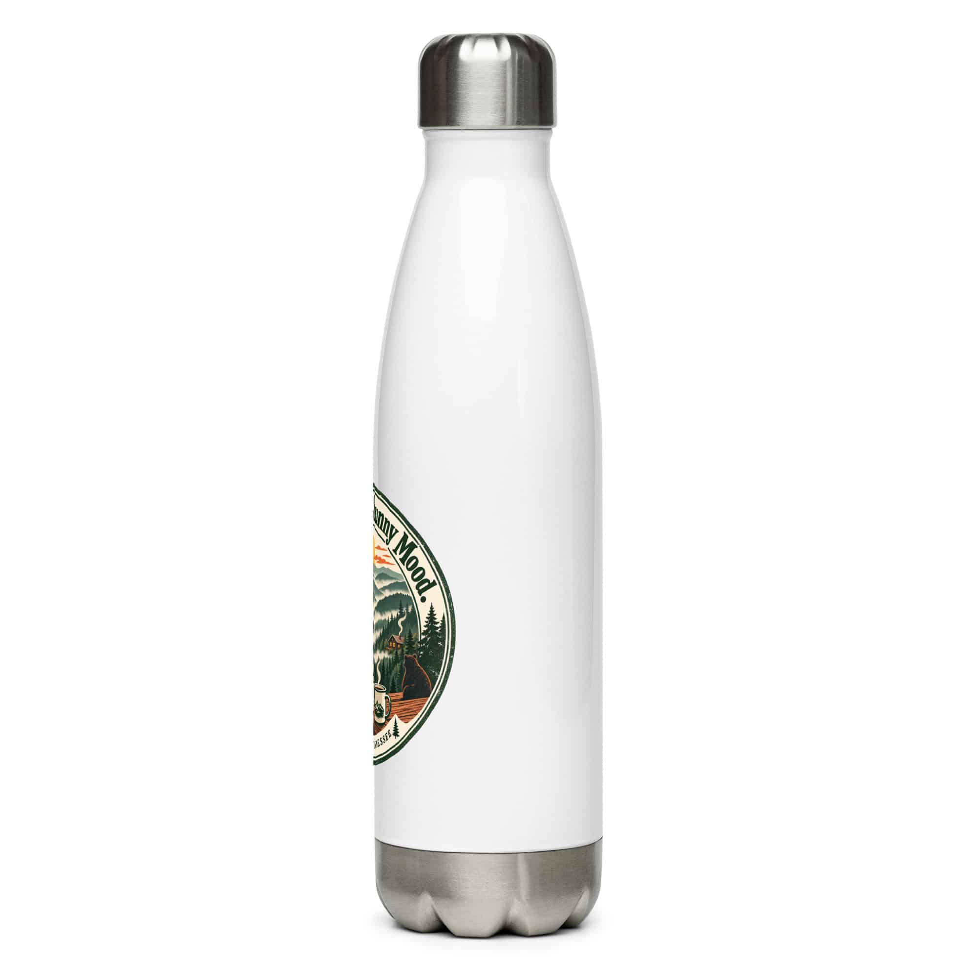 Gatlinburg and the Smokies Stainless Steel Water Bottle: Smoky Views. Sunny Mood, Vintage Round Badge