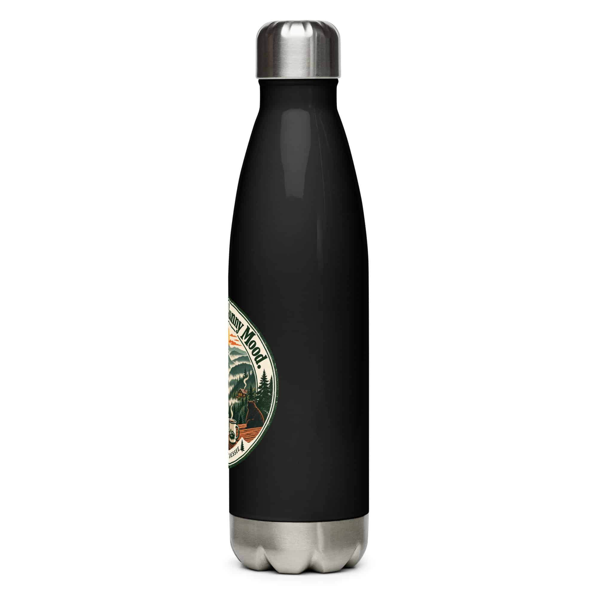 Gatlinburg and the Smokies Stainless Steel Water Bottle: Smoky Views. Sunny Mood, Vintage Round Badge