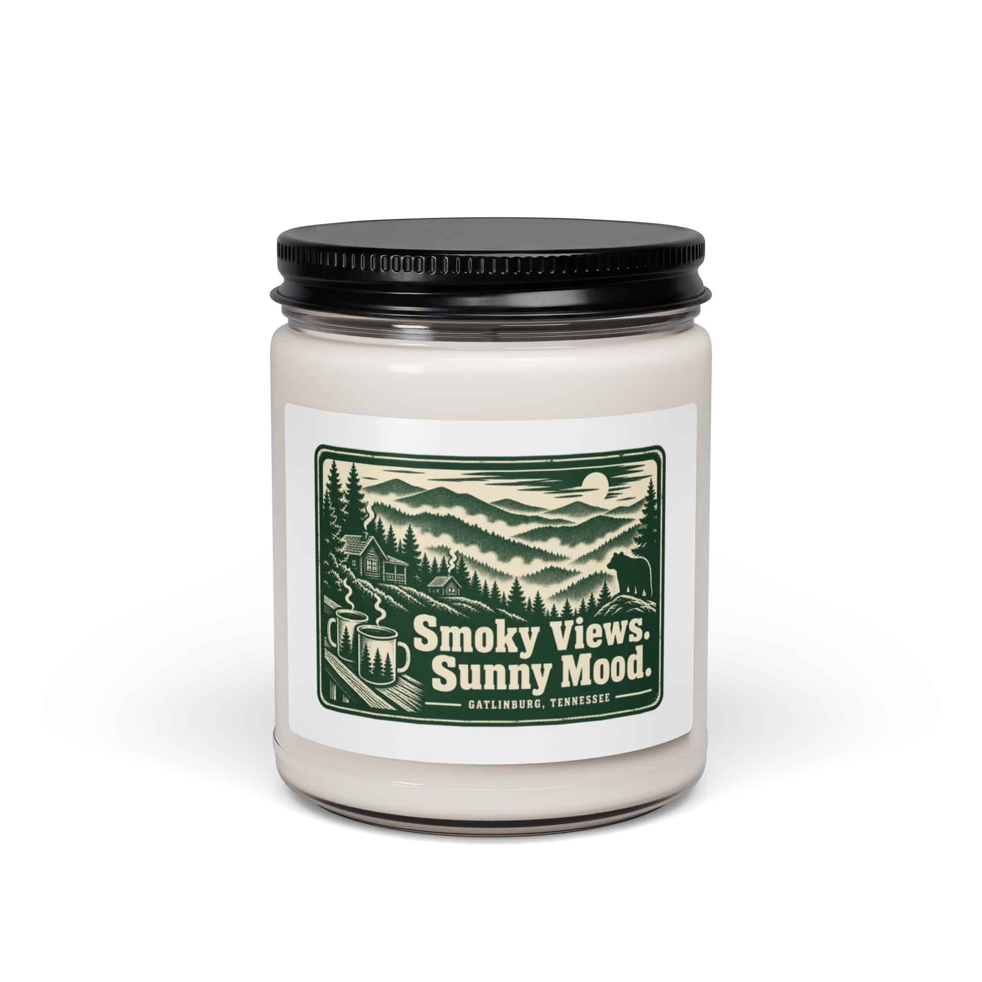 Gatlinburg and the Smokies Soy Wax Candle: Smoky Views. Sunny Mood, Forest Ink Stamp
