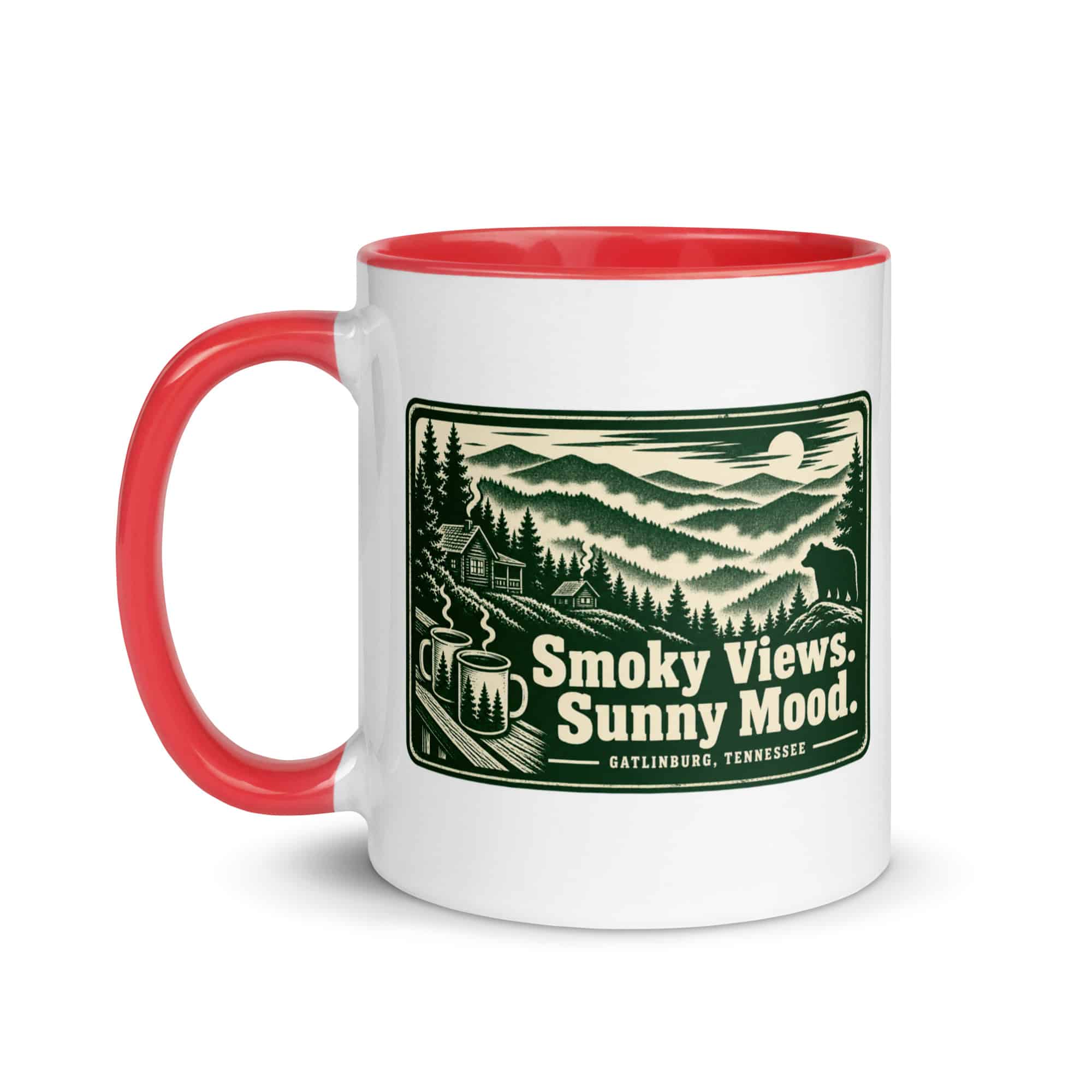 Gatlinburg and the Smokies Color Inside Coffee Mug: Smoky Views. Sunny Mood, Forest Ink Stamp