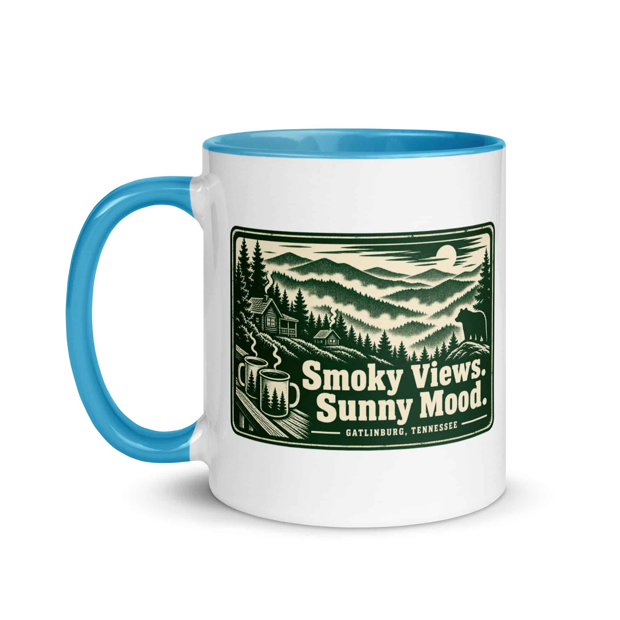 Gatlinburg and the Smokies Color Inside Coffee Mug: Smoky Views. Sunny Mood, Forest Ink Stamp