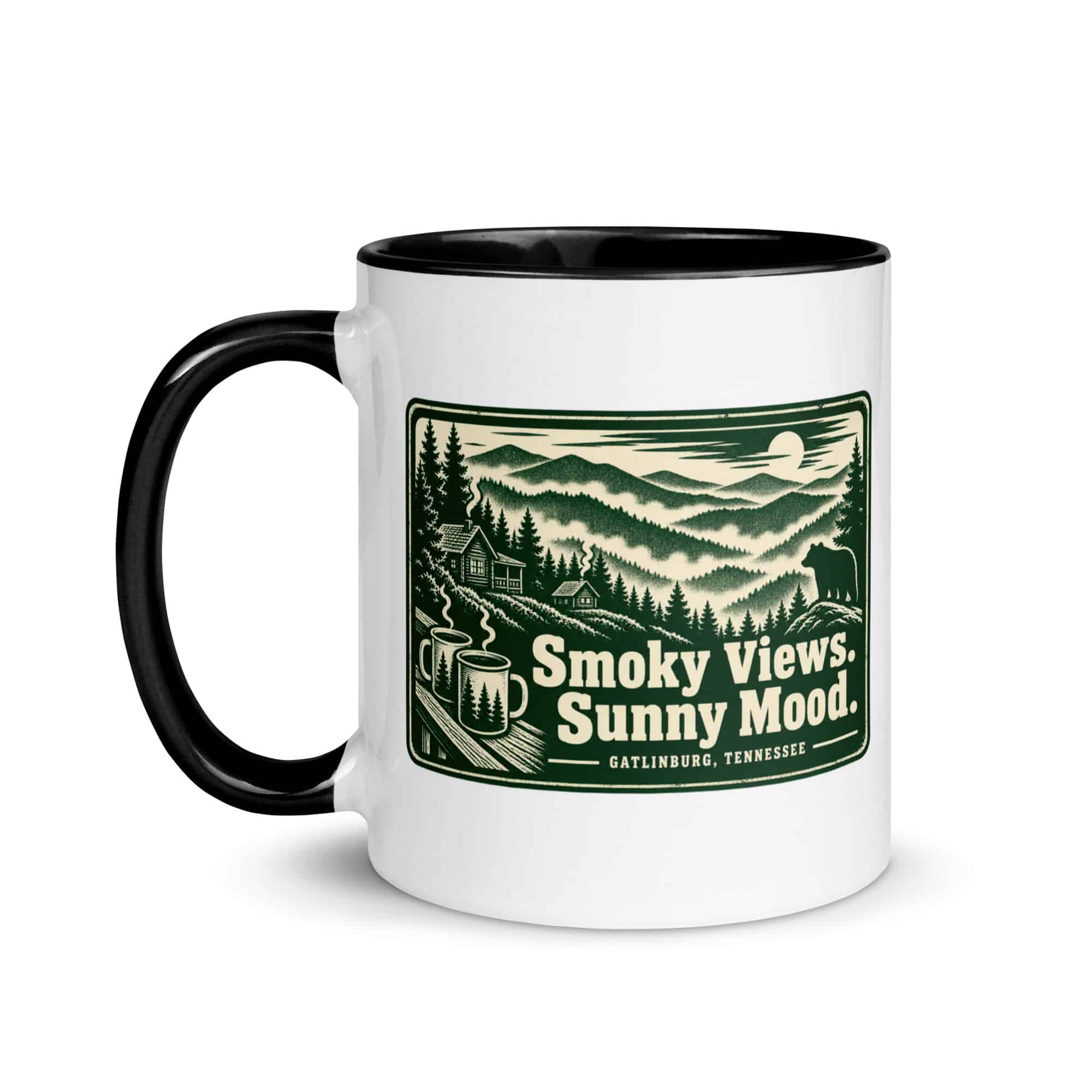 Gatlinburg and the Smokies Color Inside Coffee Mug: Smoky Views. Sunny Mood, Forest Ink Stamp