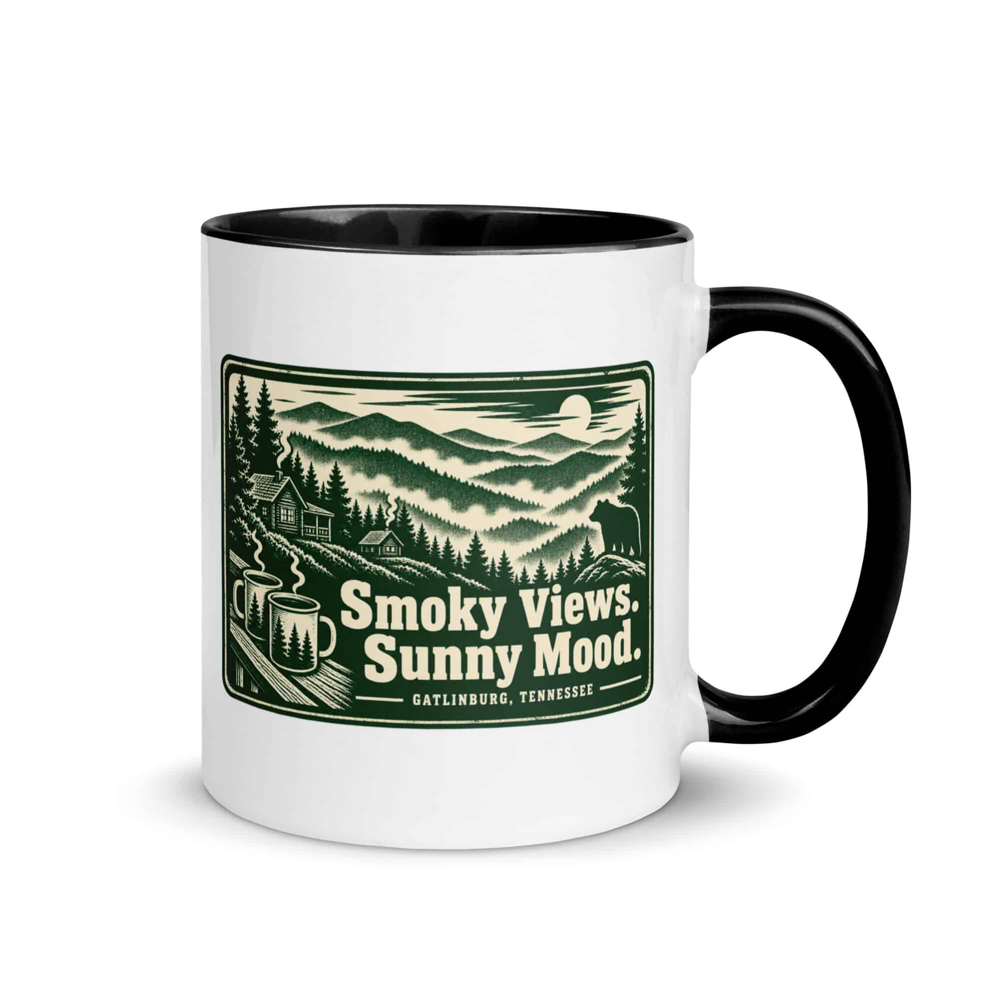 Gatlinburg and the Smokies Color Inside Coffee Mug: Smoky Views. Sunny Mood, Forest Ink Stamp