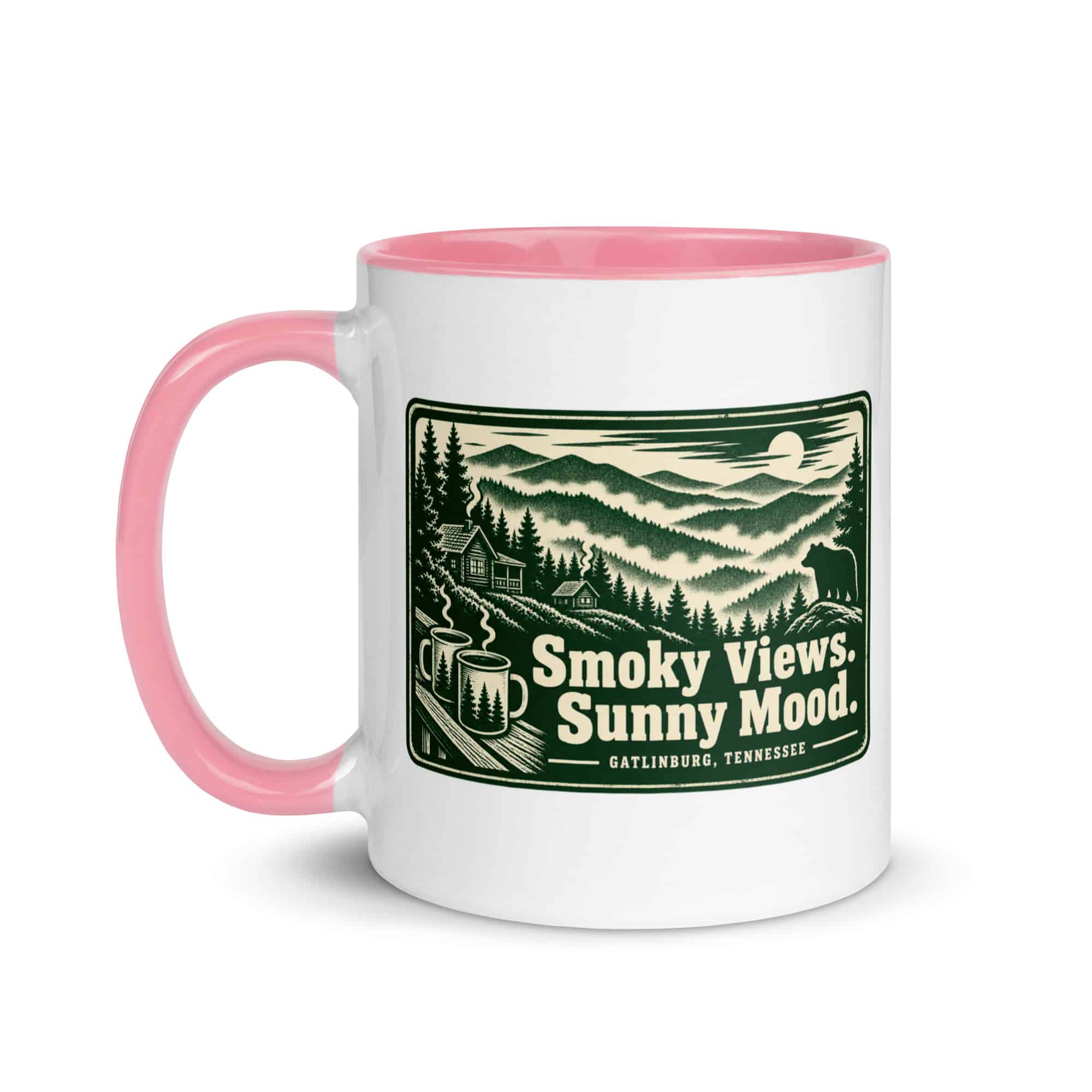 Gatlinburg and the Smokies Color Inside Coffee Mug: Smoky Views. Sunny Mood, Forest Ink Stamp
