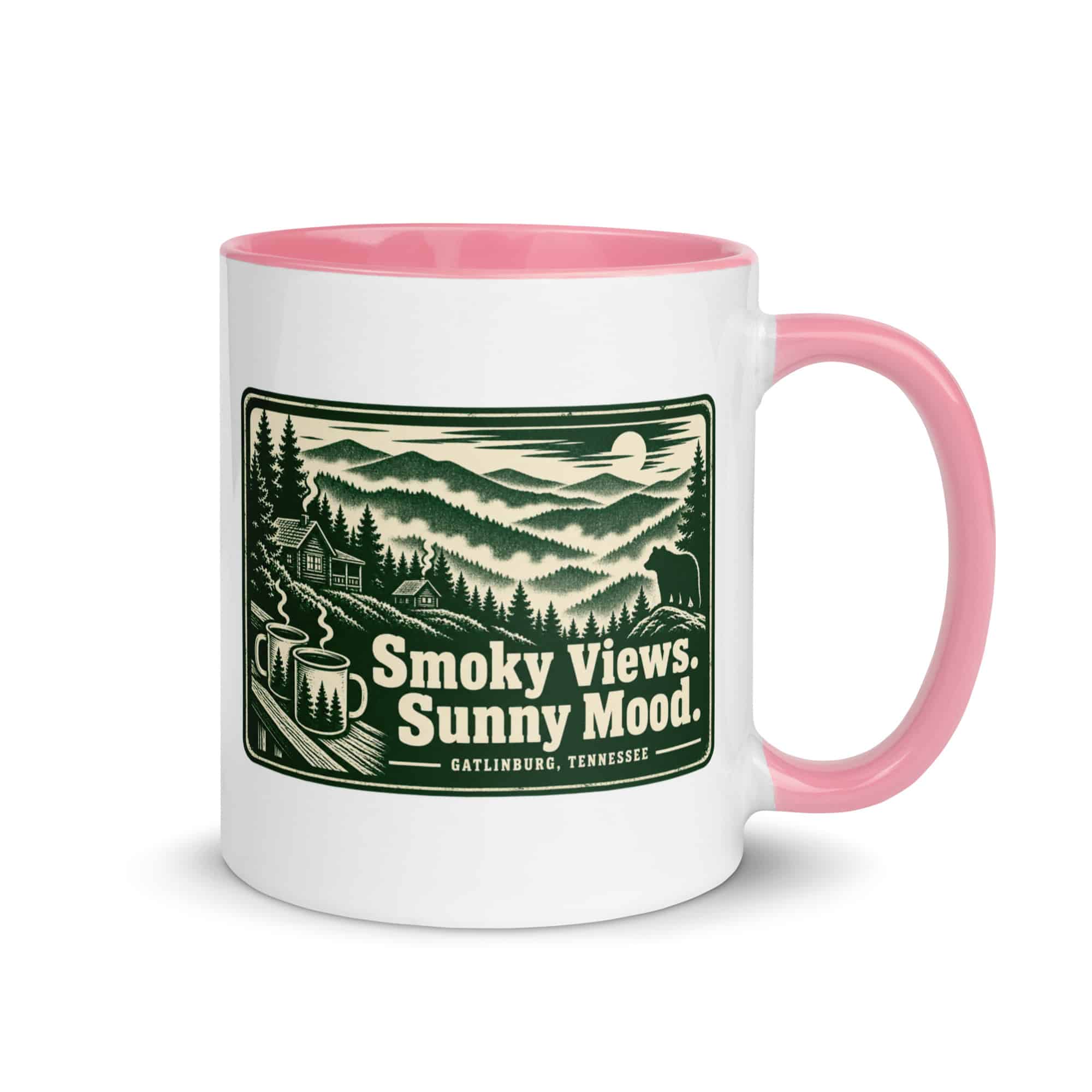 Gatlinburg and the Smokies Color Inside Coffee Mug: Smoky Views. Sunny Mood, Forest Ink Stamp