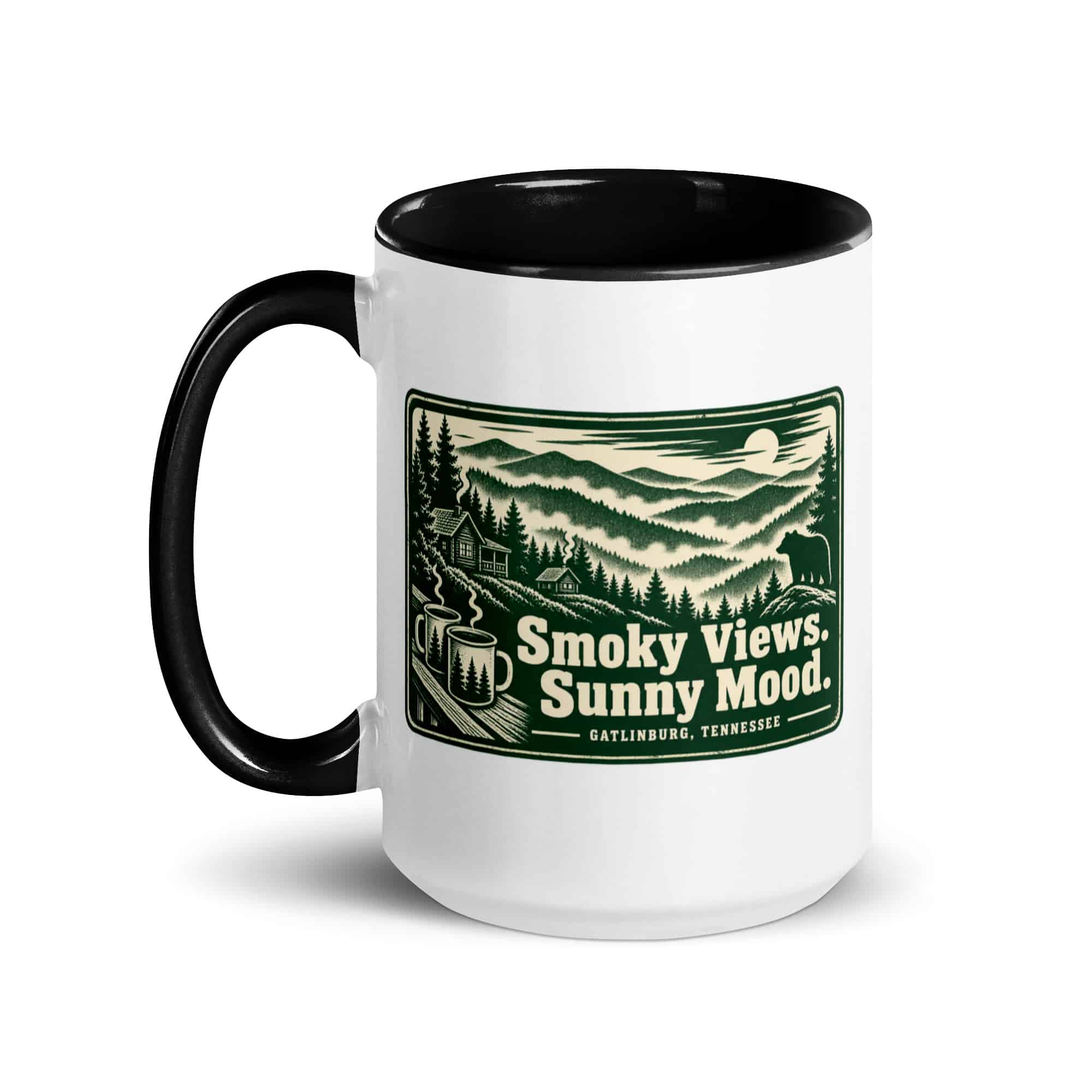 Gatlinburg and the Smokies Color Inside Coffee Mug: Smoky Views. Sunny Mood, Forest Ink Stamp