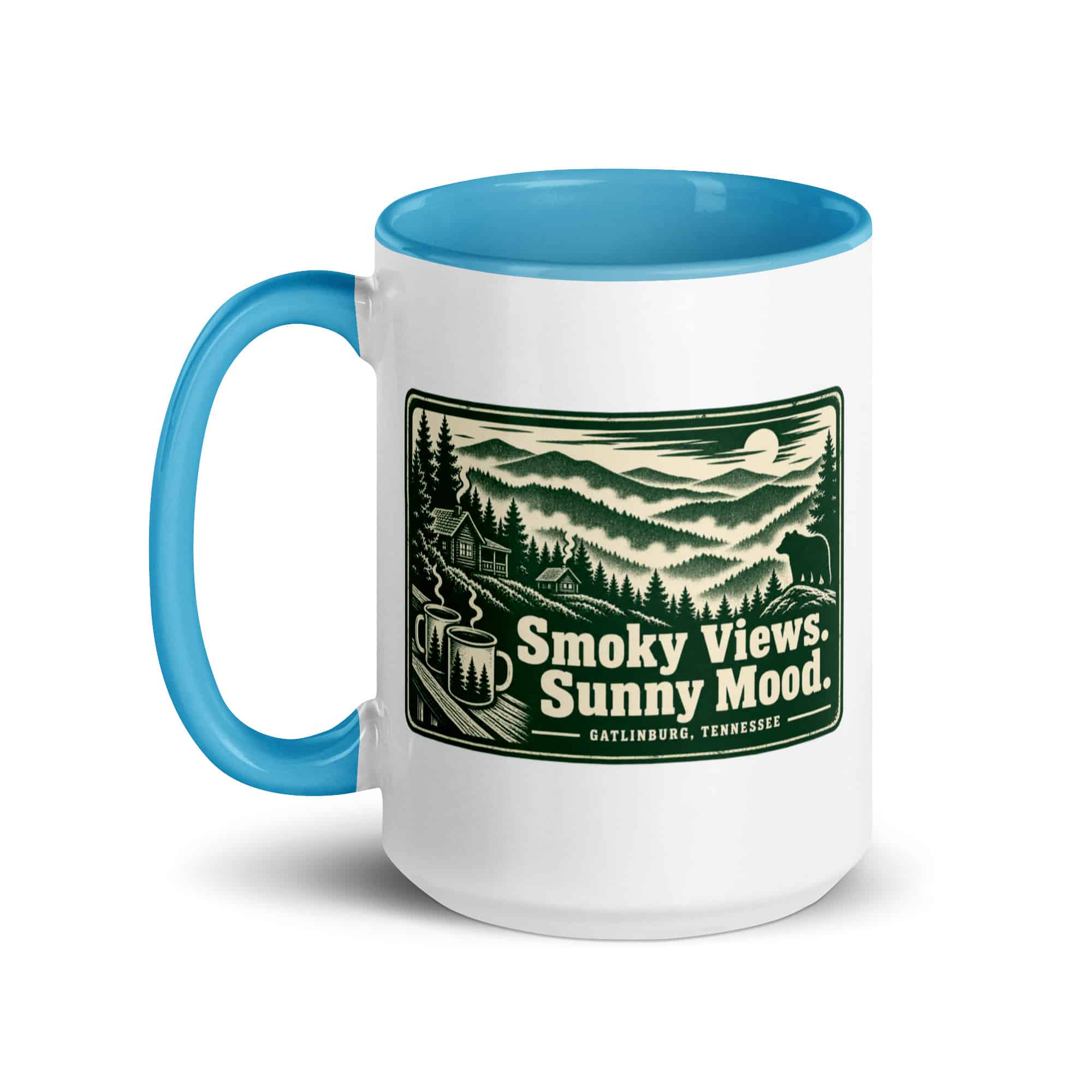 Gatlinburg and the Smokies Color Inside Coffee Mug: Smoky Views. Sunny Mood, Forest Ink Stamp