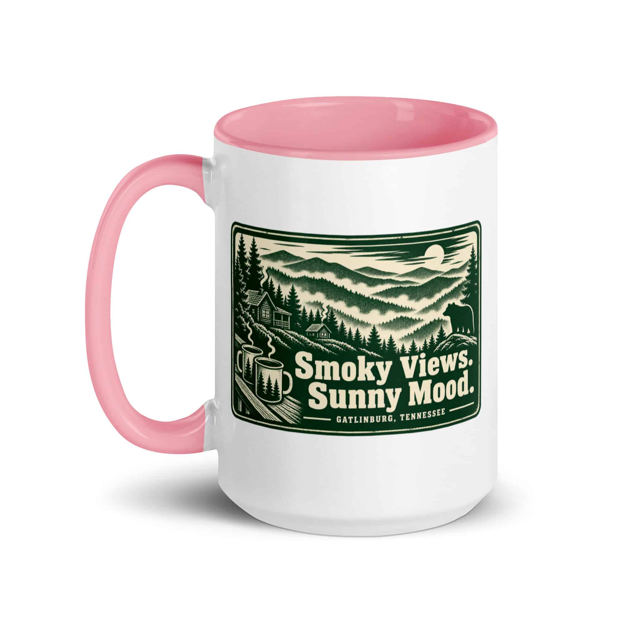 Gatlinburg and the Smokies Color Inside Coffee Mug: Smoky Views. Sunny Mood, Forest Ink Stamp