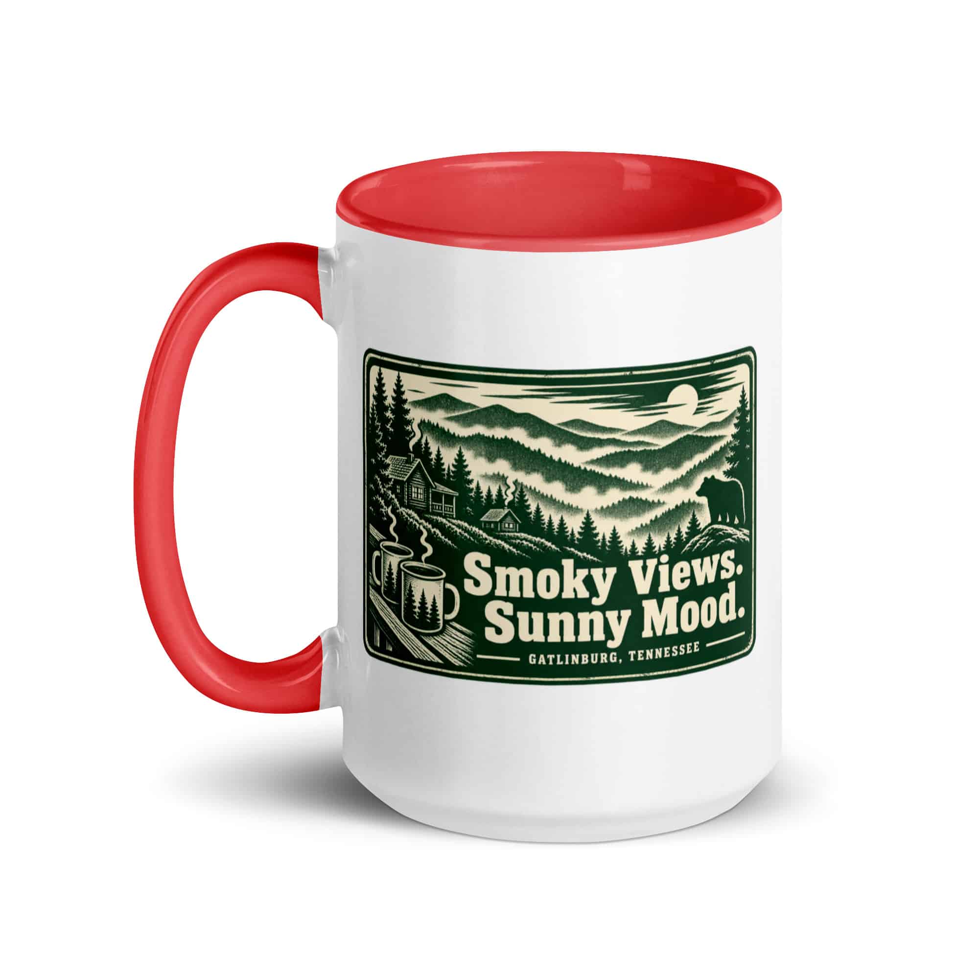Gatlinburg and the Smokies Color Inside Coffee Mug: Smoky Views. Sunny Mood, Forest Ink Stamp