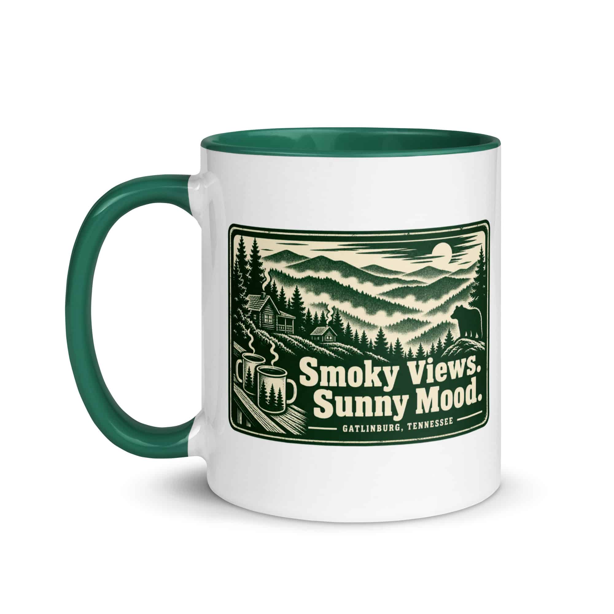 Gatlinburg and the Smokies Color Inside Coffee Mug: Smoky Views. Sunny Mood, Forest Ink Stamp